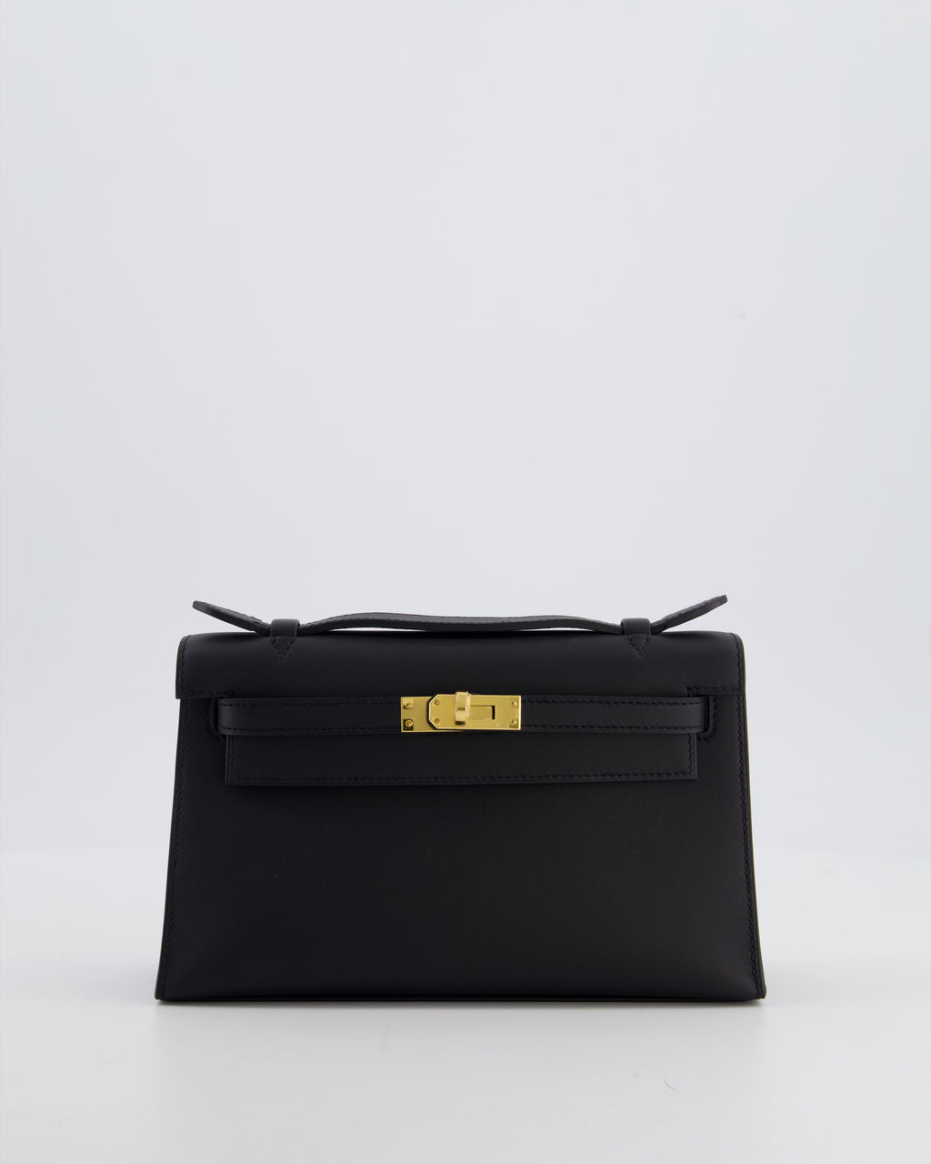 *SUPER RARE* Hermès Mini Kelly Pochette Bag in Noir Swift Leather with Gold Hardware