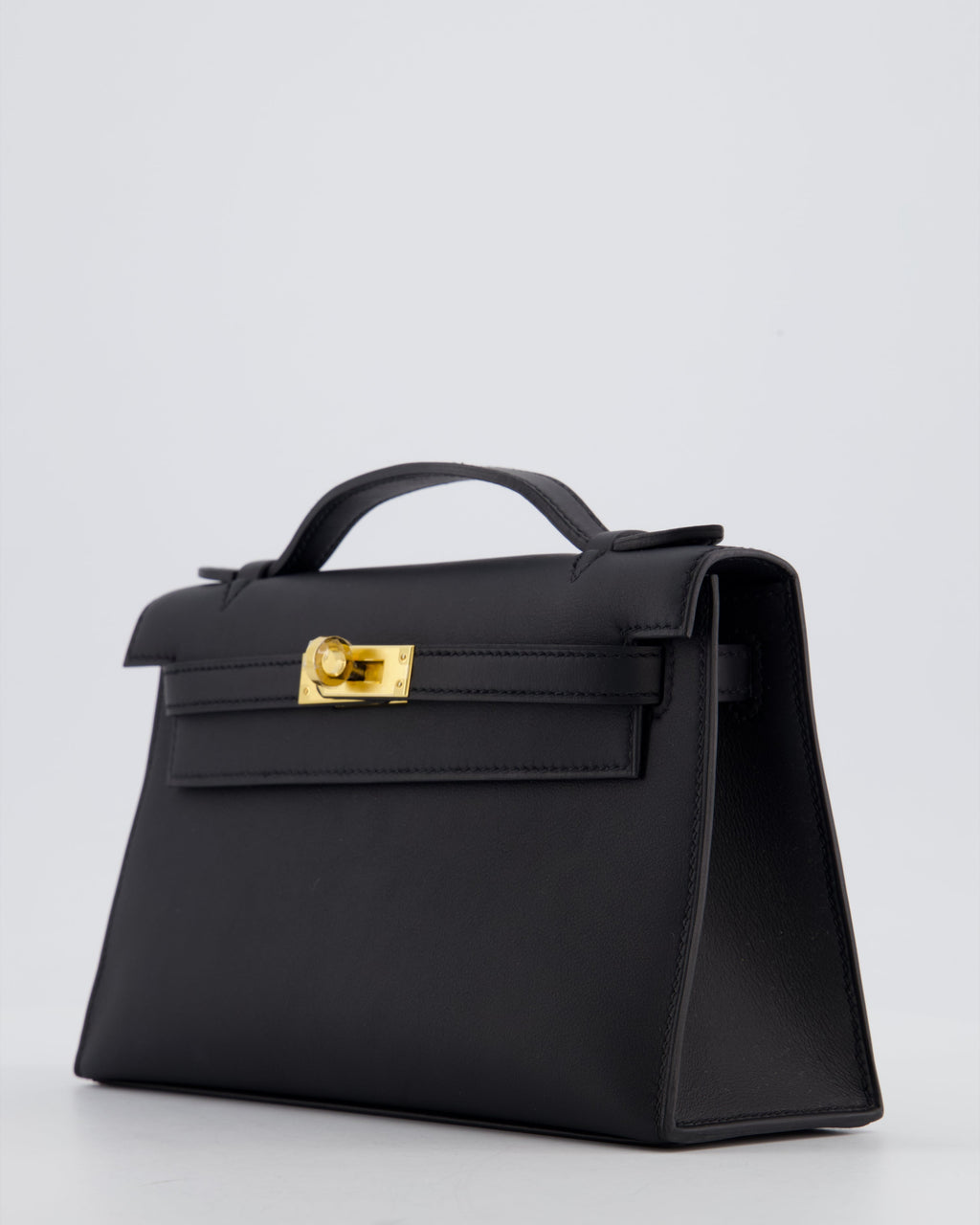 *SUPER RARE* Hermès Mini Kelly Pochette Bag in Noir Swift Leather with Gold Hardware