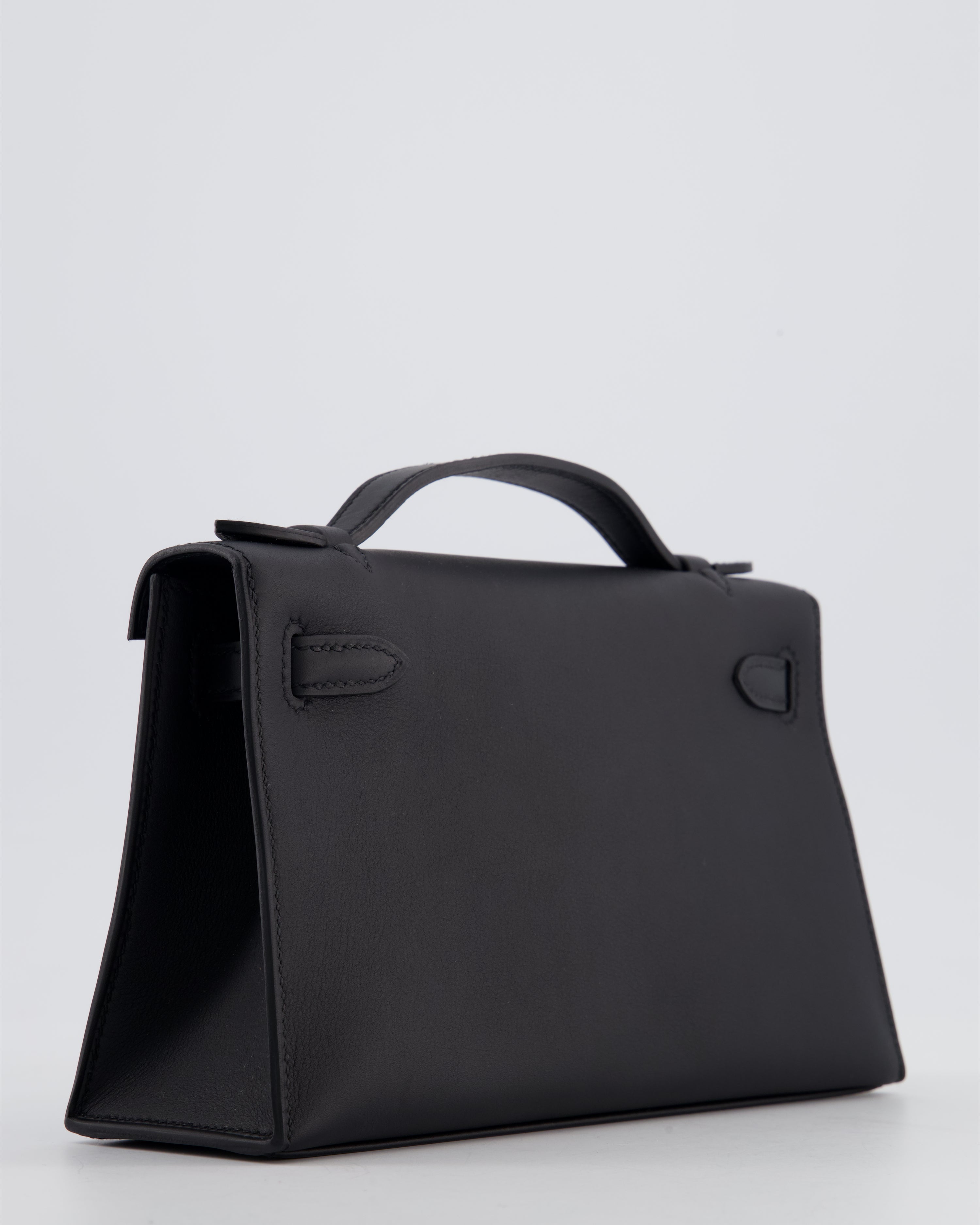 *SUPER RARE* Hermès Mini Kelly Pochette Bag in Noir Swift Leather with Gold Hardware