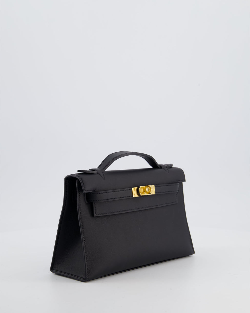 *SUPER RARE* Hermès Mini Kelly Pochette Bag in Noir Swift Leather with Gold Hardware