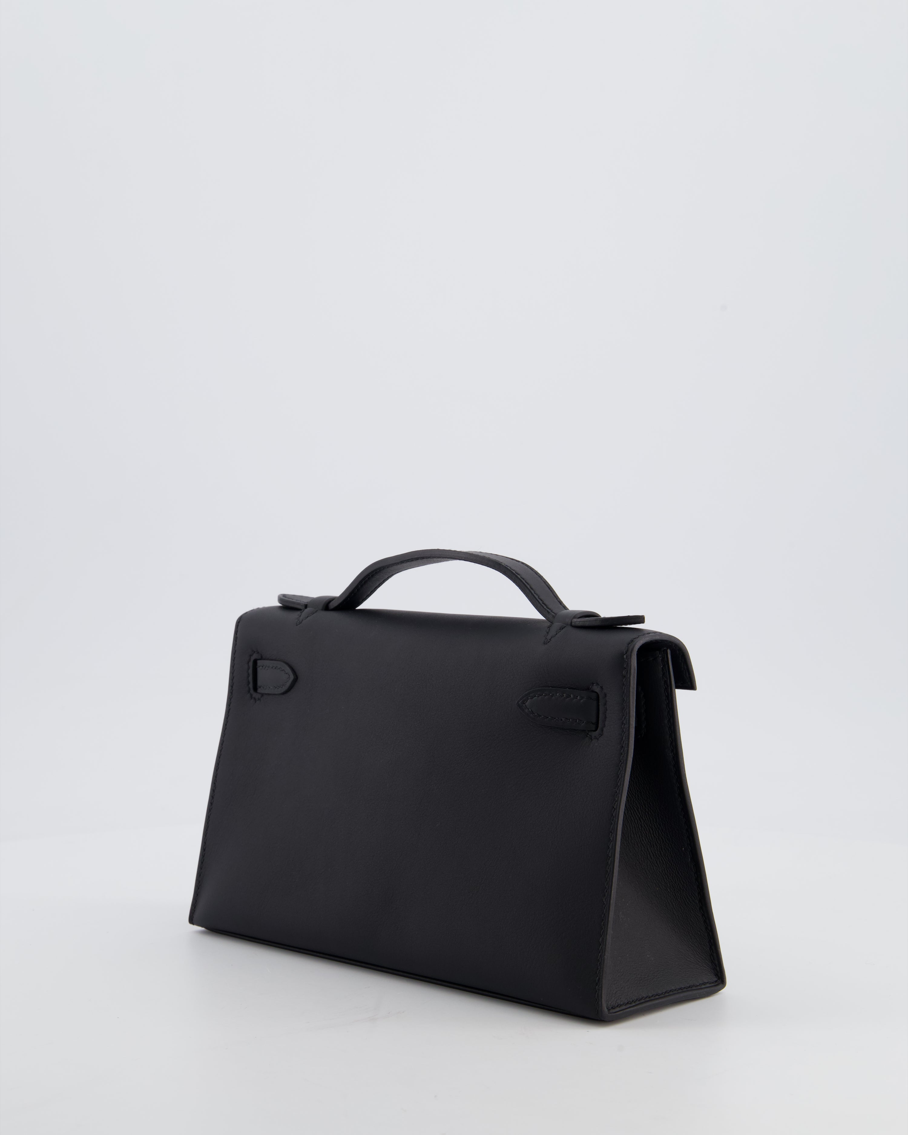*SUPER RARE* Hermès Mini Kelly Pochette Bag in Noir Swift Leather with Gold Hardware