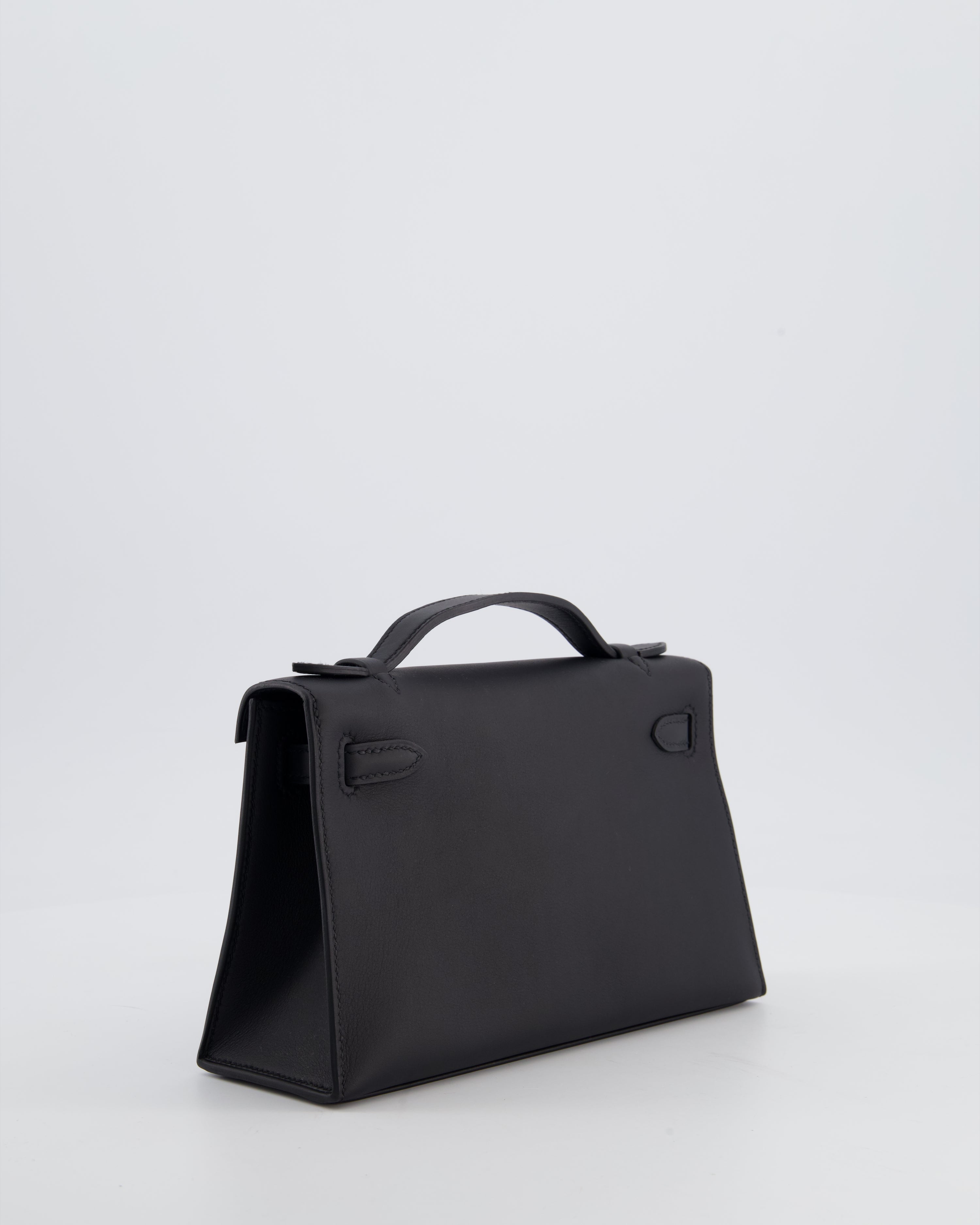 *SUPER RARE* Hermès Mini Kelly Pochette Bag in Noir Swift Leather with Gold Hardware