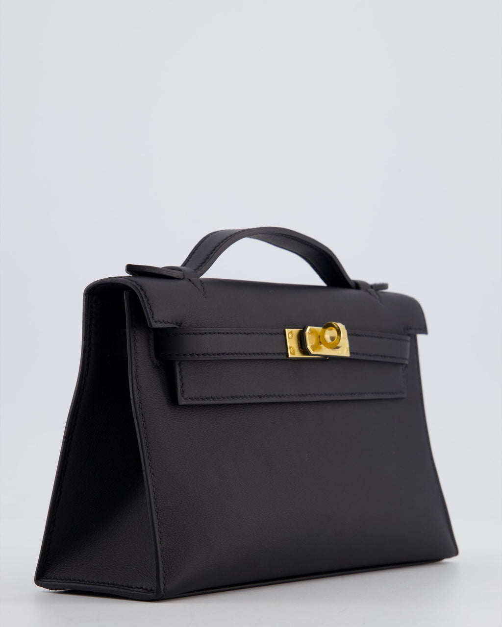 *SUPER RARE* Hermès Mini Kelly Pochette Bag in Noir Swift Leather with Gold Hardware