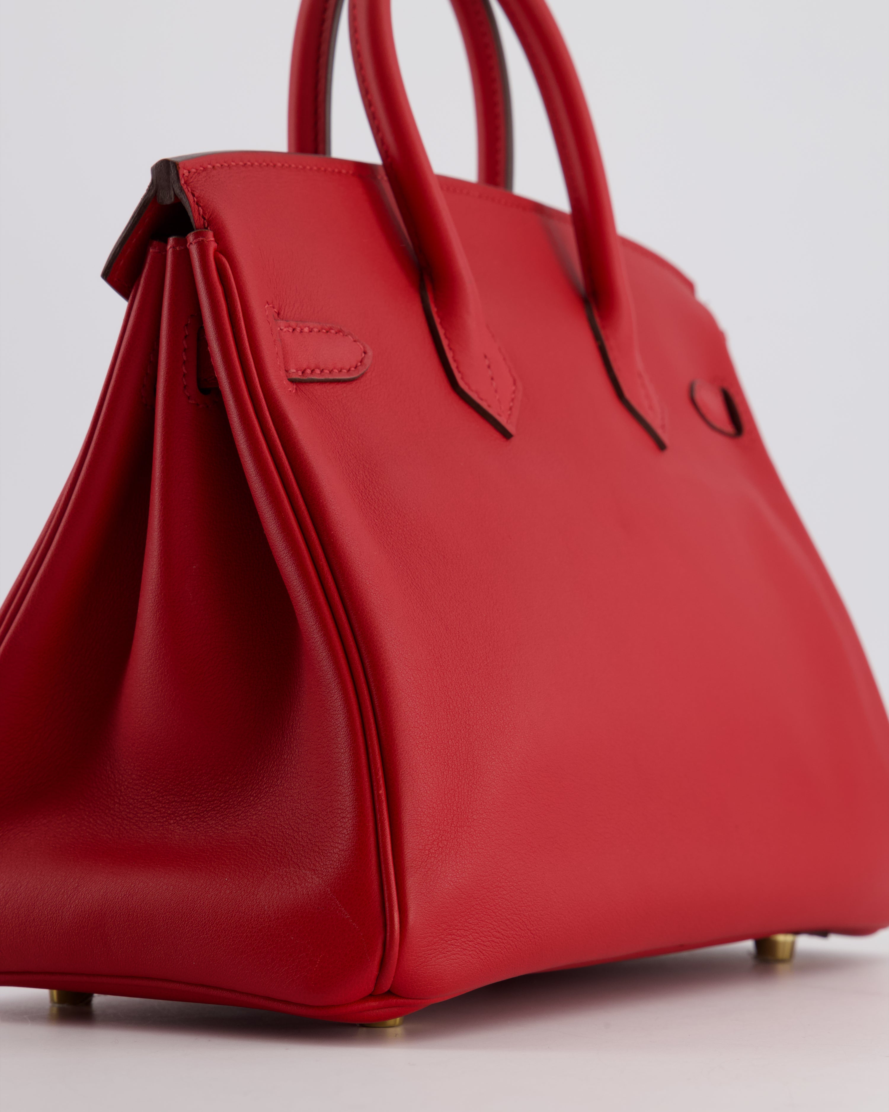 Hermès Birkin 25 Retourne Bag in Rouge Grenat Swift Leather with Gold Hardware