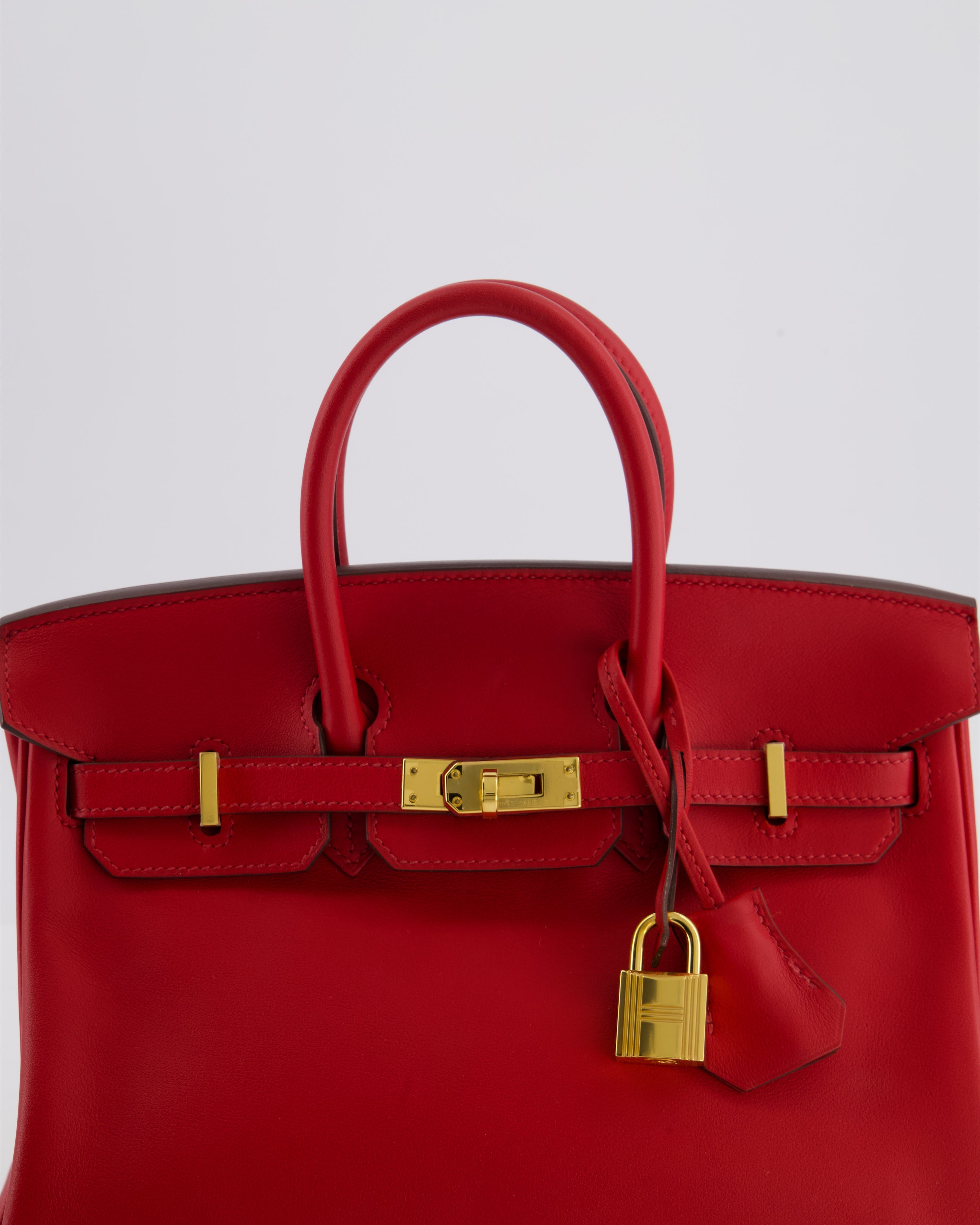 Hermès Birkin 25 Retourne Bag in Rouge Grenat Swift Leather with Gold Hardware