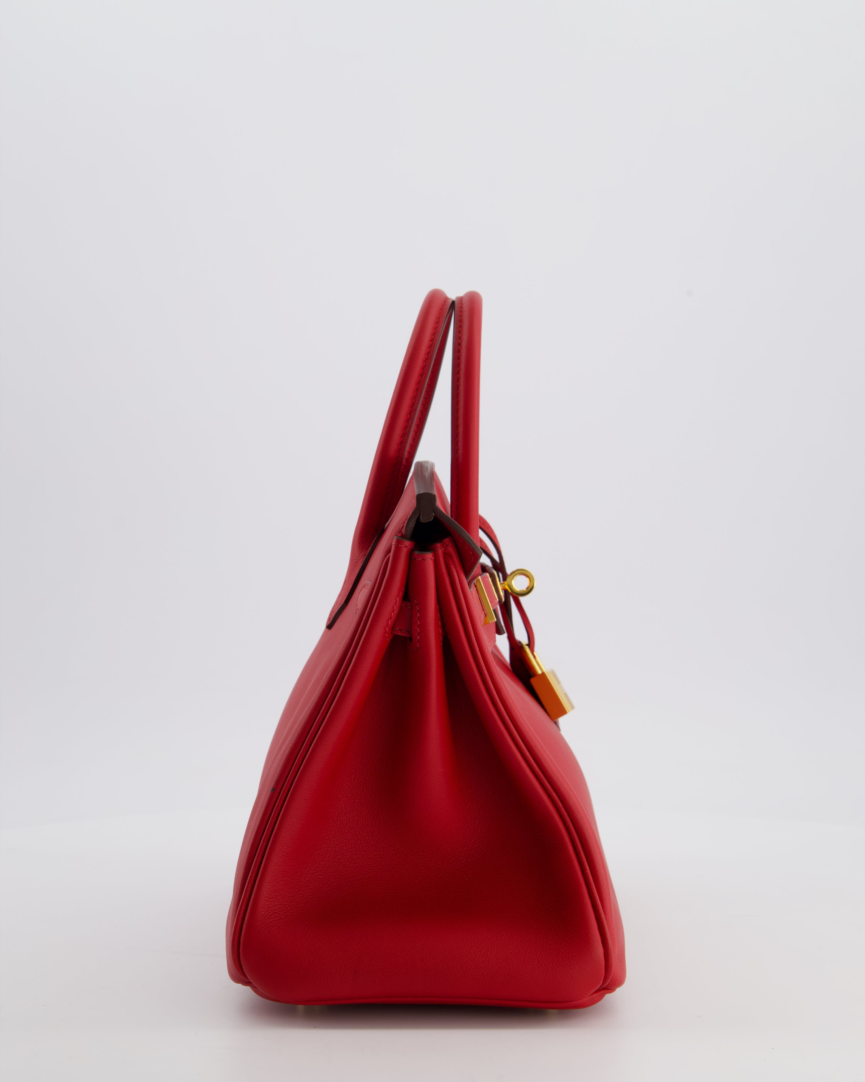 Hermès Birkin 25 Retourne Bag in Rouge Grenat Swift Leather with Gold Hardware
