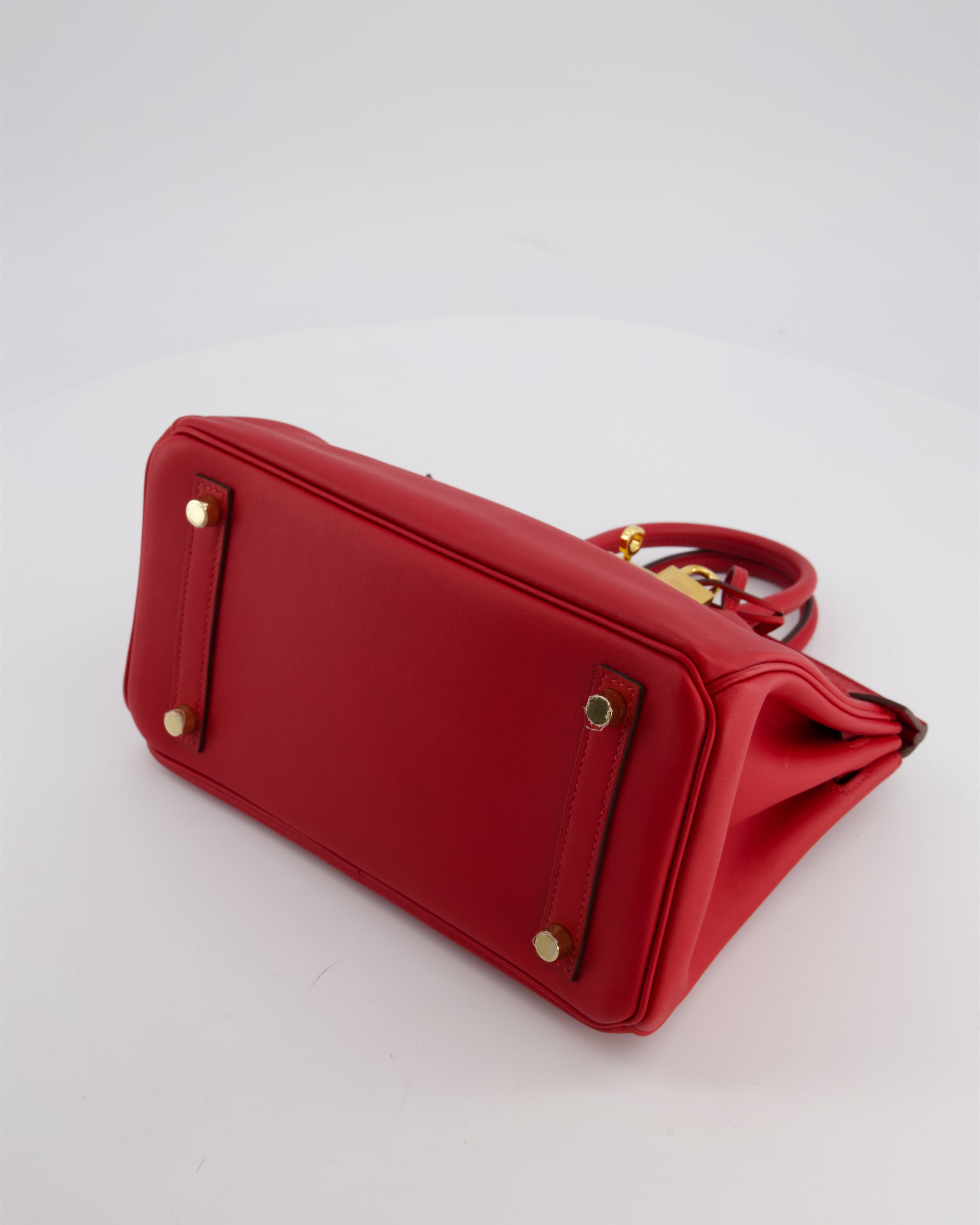 Hermès Birkin 25 Retourne Bag in Rouge Grenat Swift Leather with Gold Hardware