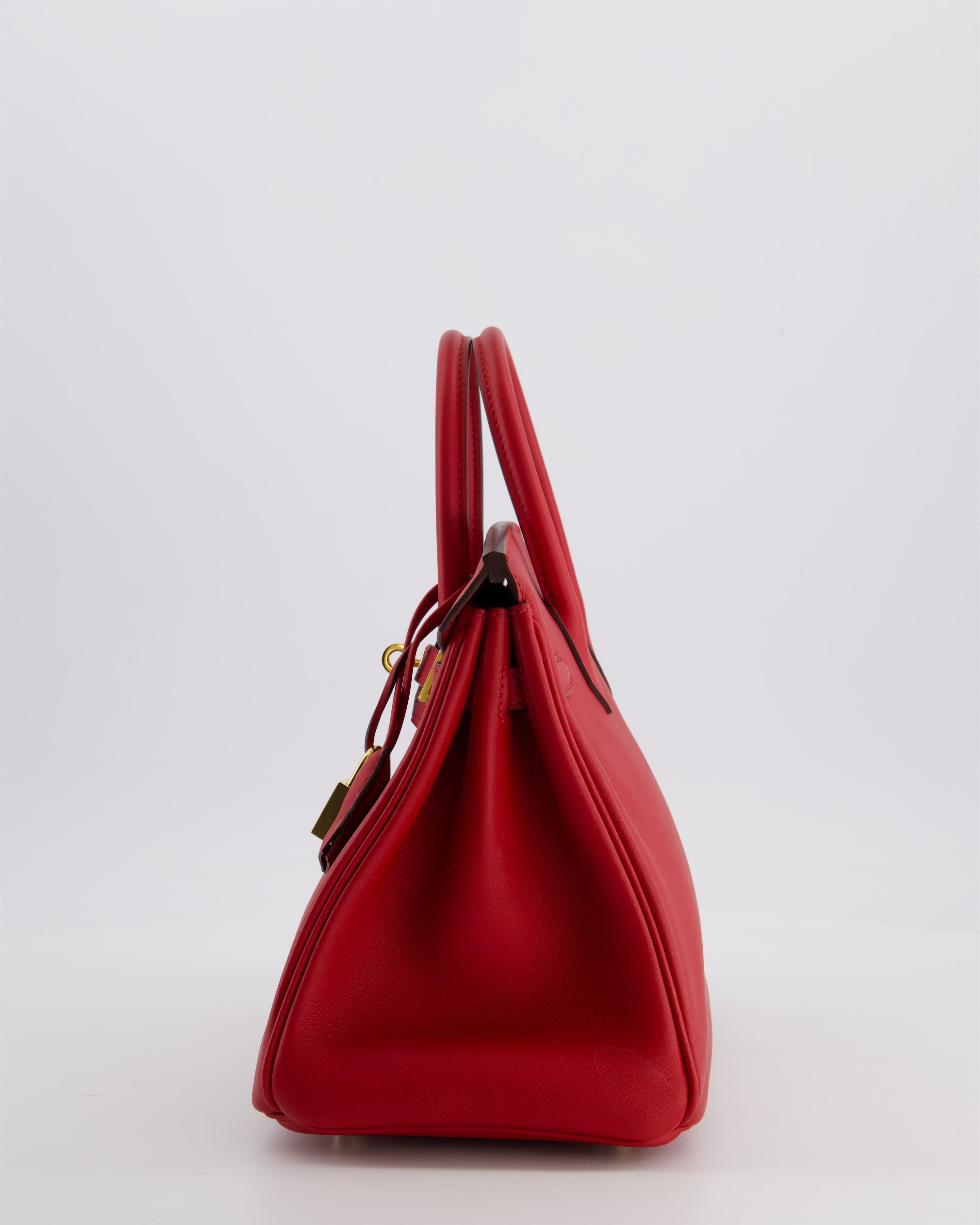 Hermès Birkin 25 Retourne Bag in Rouge Grenat Swift Leather with Gold Hardware