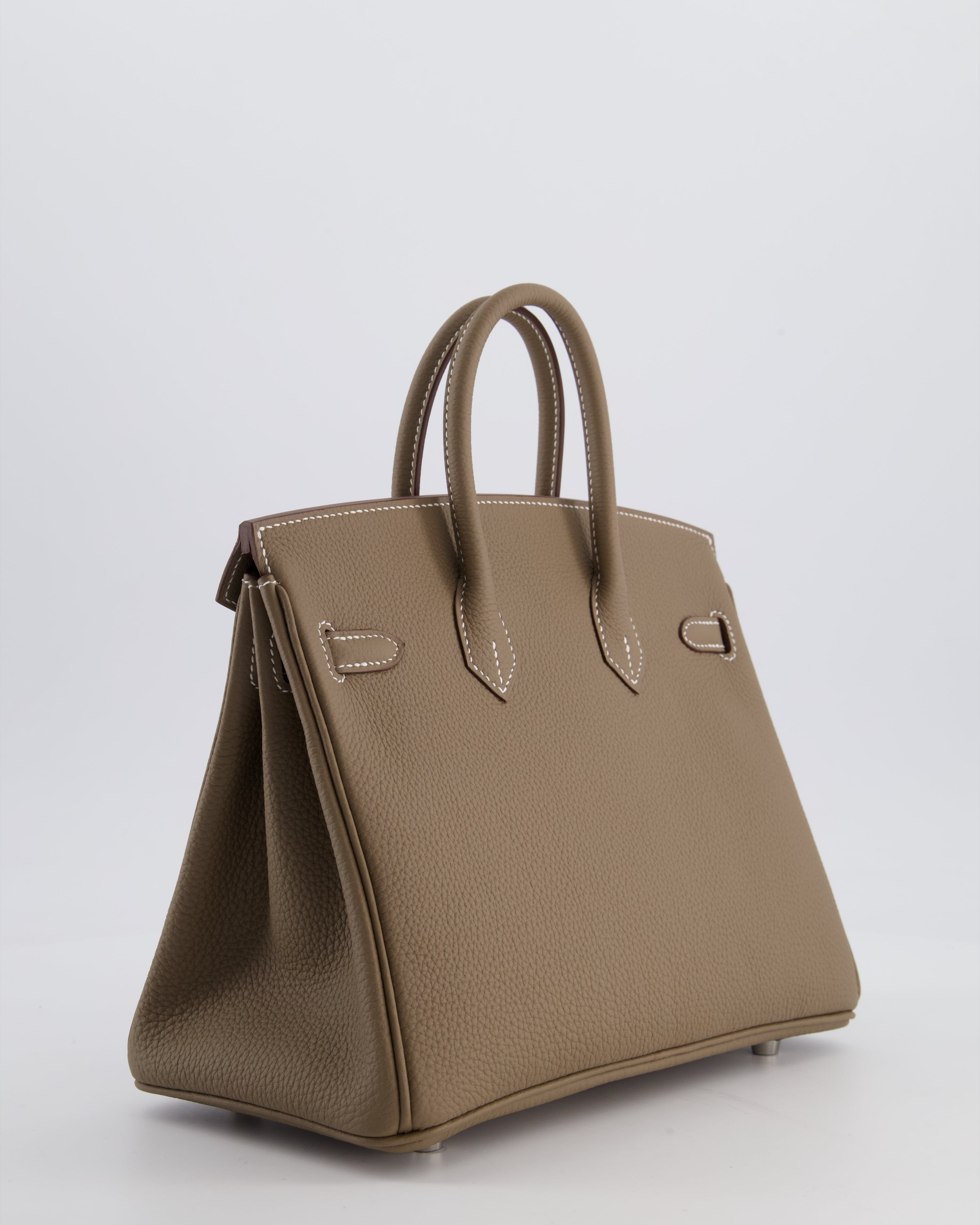 Hermès Birkin 25 Retourne Bag in Etoupe Togo Leather with Palladium Hardware