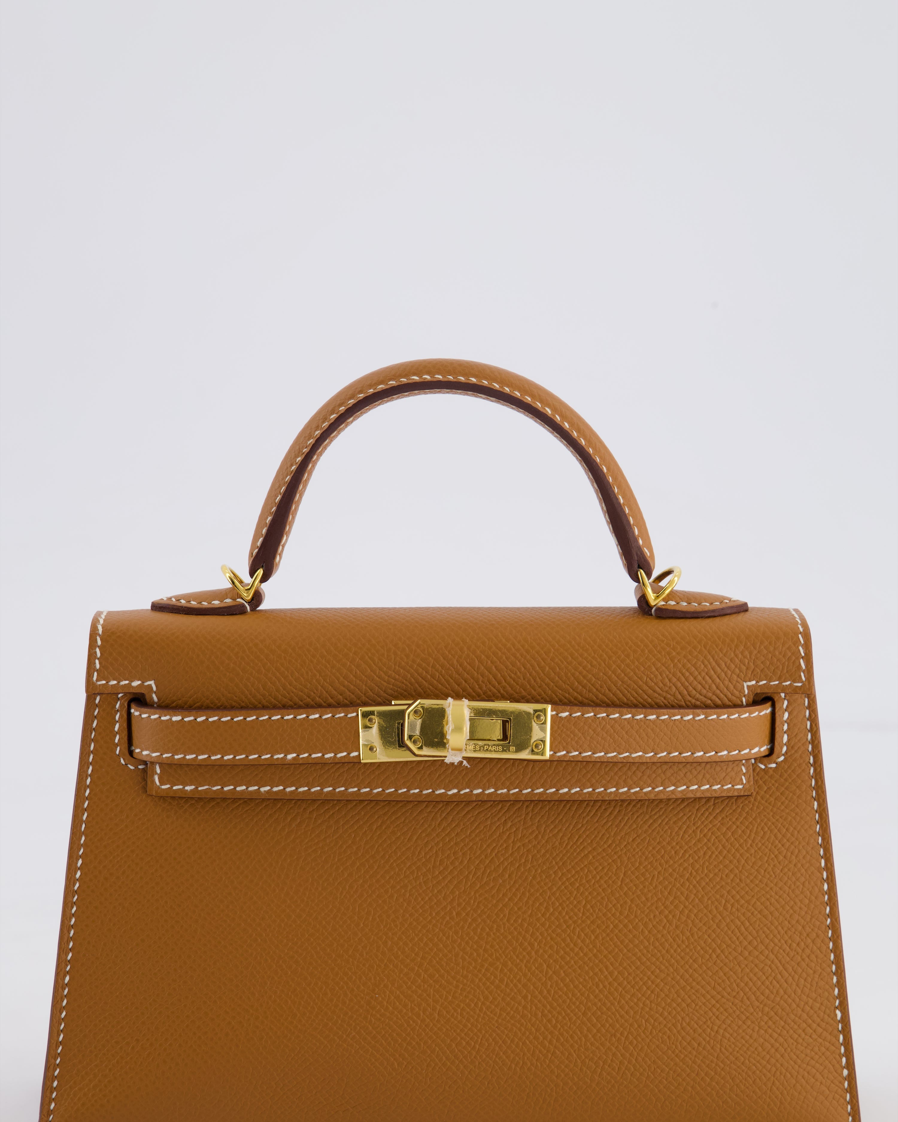 Hermes Mini Kelly II 20 Bag in Gold Epsom Leather with Gold Hardware