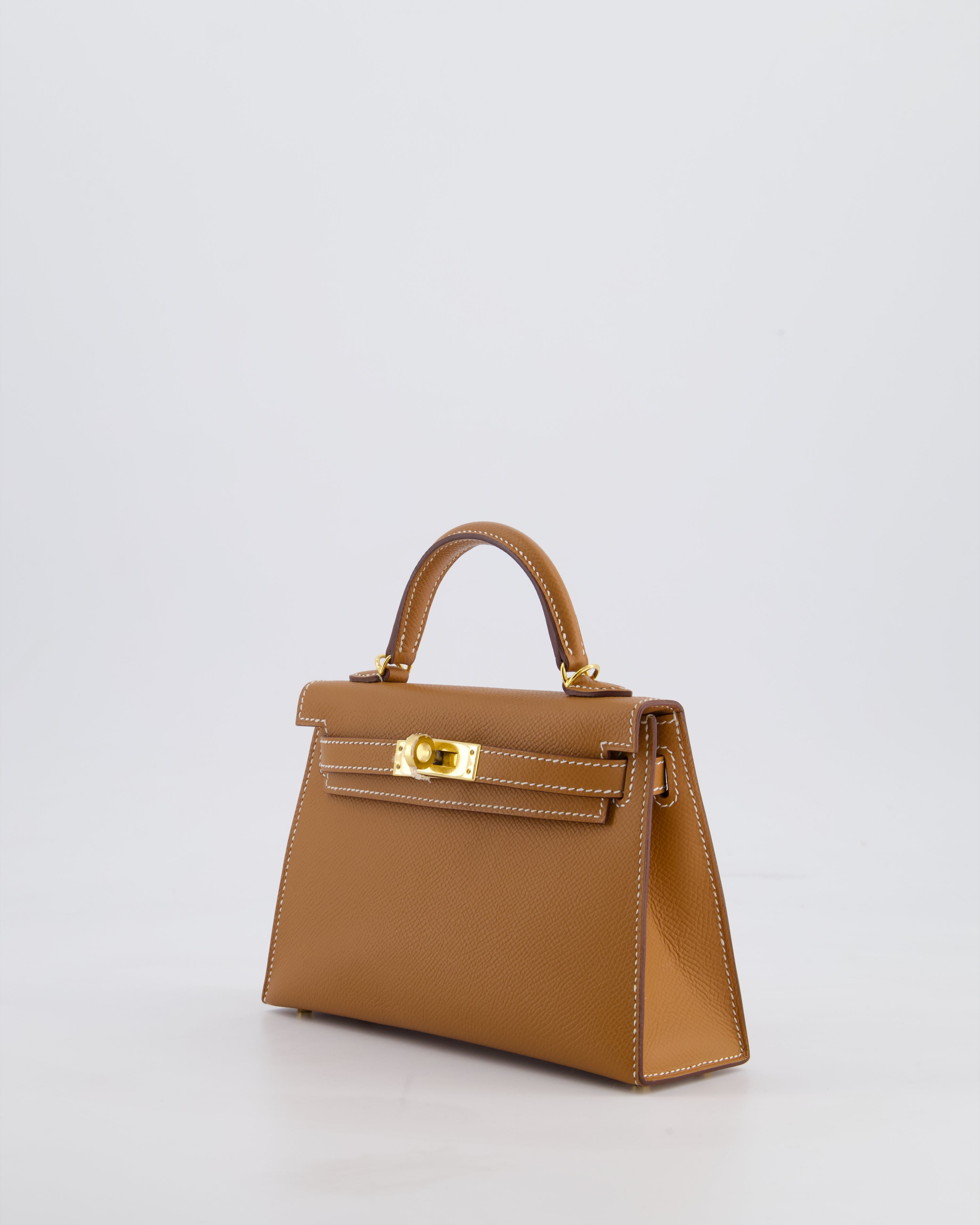 Hermes Mini Kelly II 20 Bag in Gold Epsom Leather with Gold Hardware