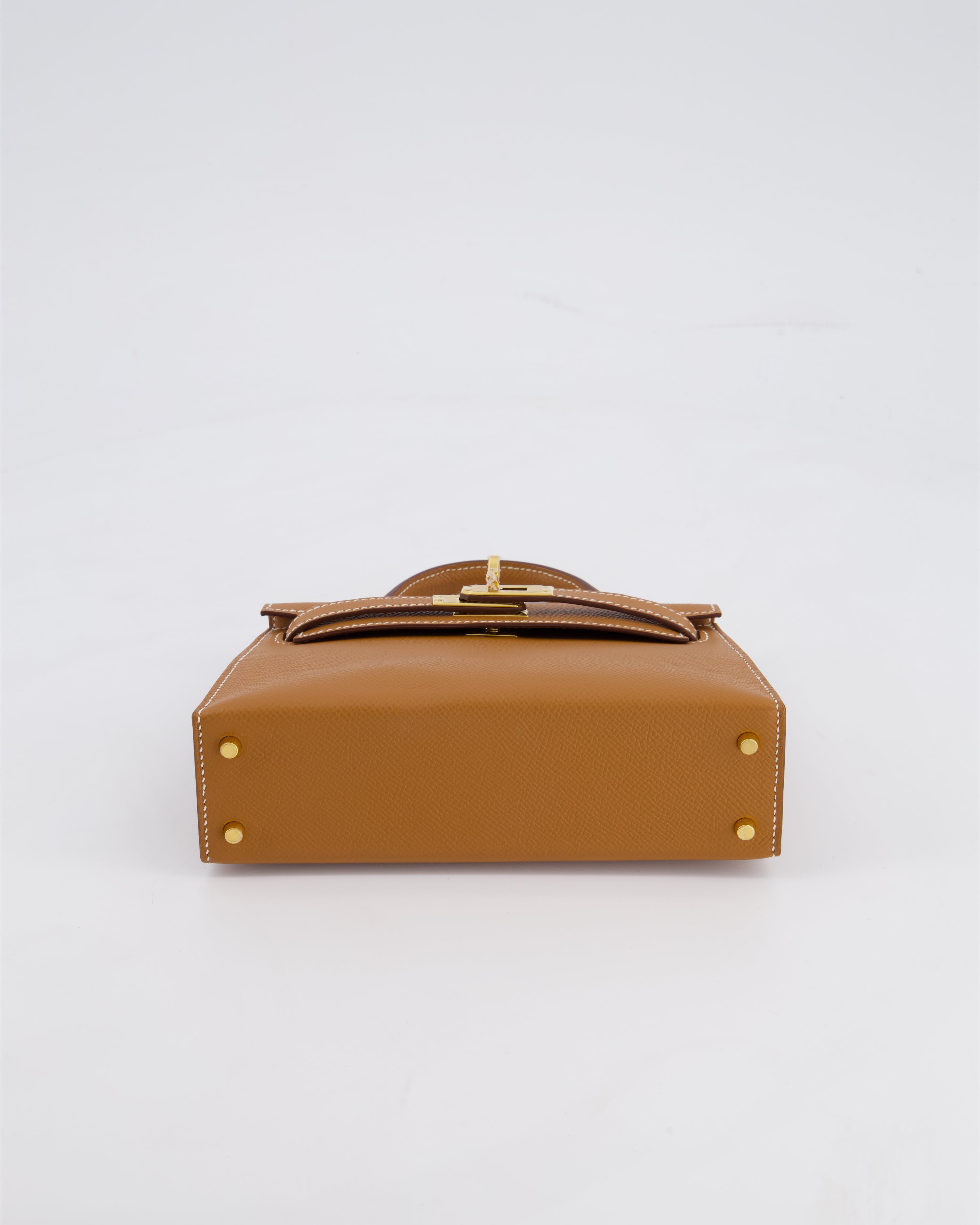 Hermes Mini Kelly II 20 Bag in Gold Epsom Leather with Gold Hardware