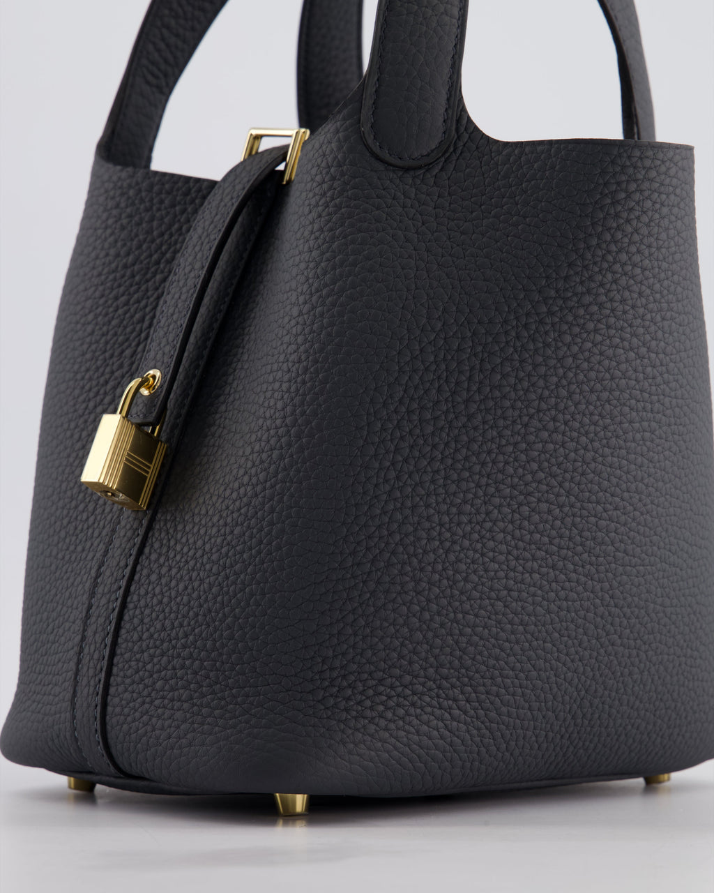 *HOT* Hermès Picotin Lock 18 Bag in Gris Misty Clemence Leather with Permabrass Hardware