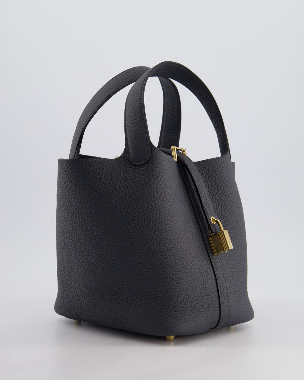 *HOT* Hermès Picotin Lock 18 Bag in Gris Misty Clemence Leather with Permabrass Hardware