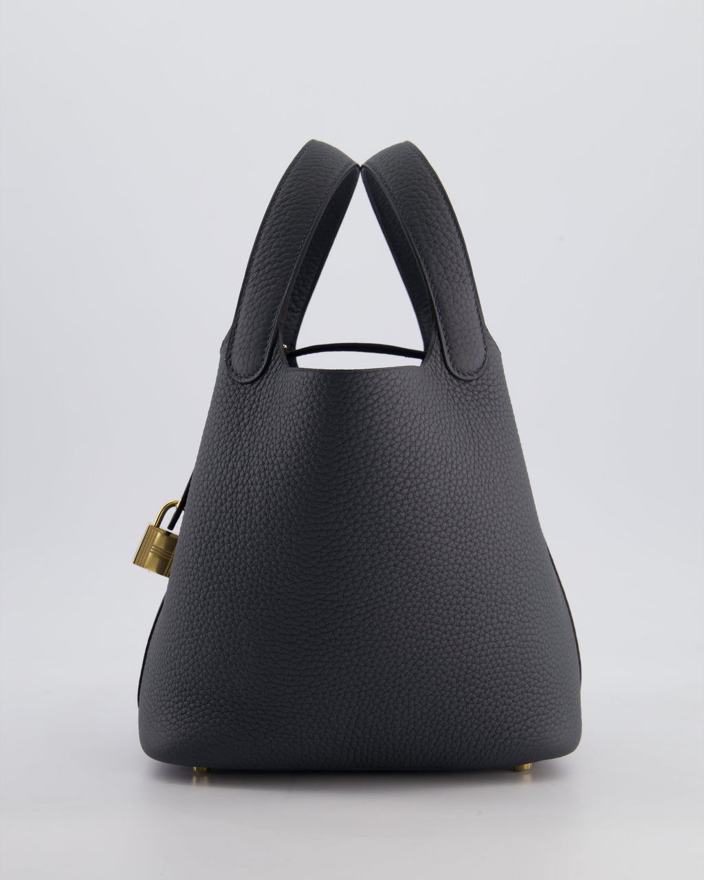 *HOT* Hermès Picotin Lock 18 Bag in Gris Misty Clemence Leather with Permabrass Hardware