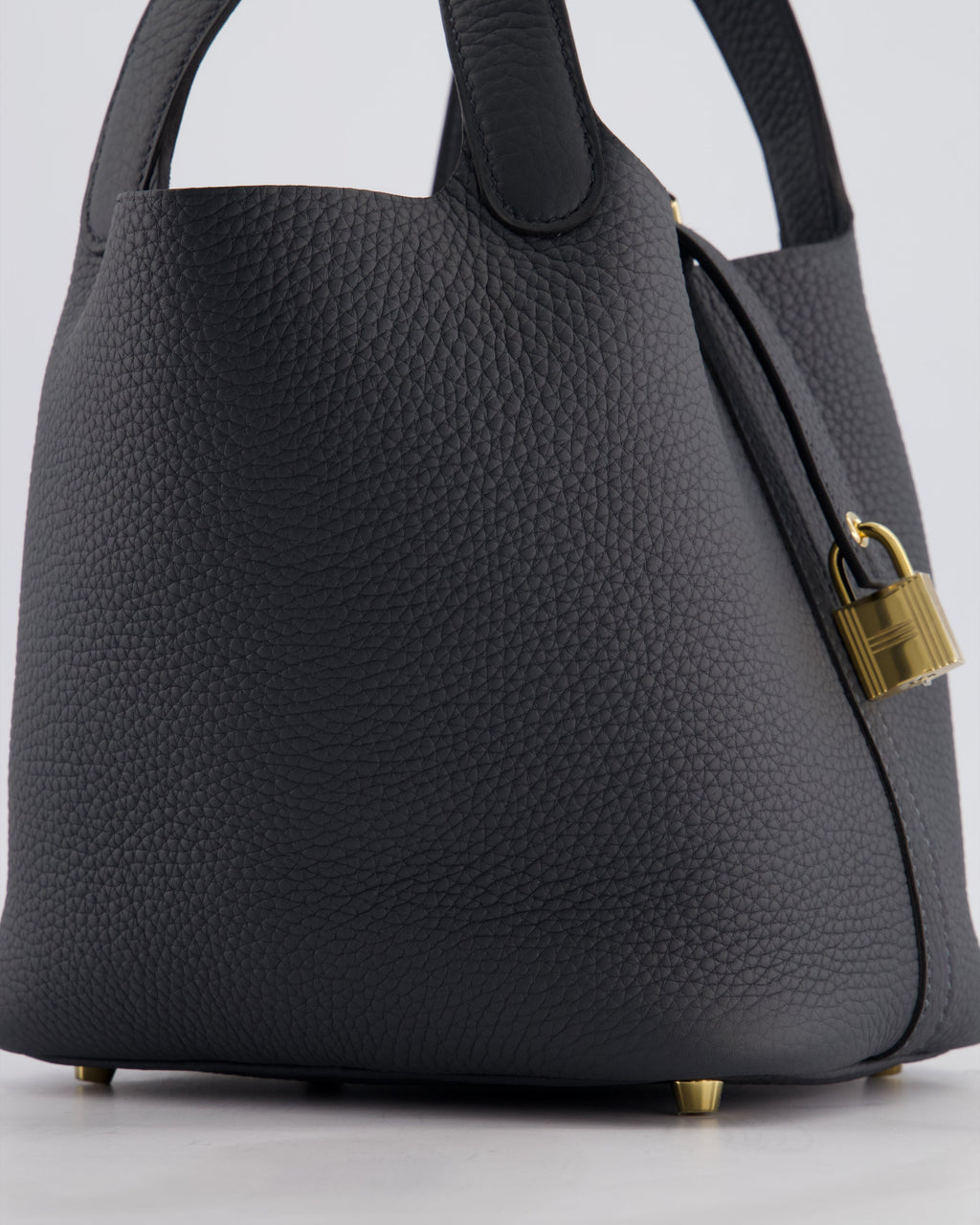 *HOT* Hermès Picotin Lock 18 Bag in Gris Misty Clemence Leather with Permabrass Hardware