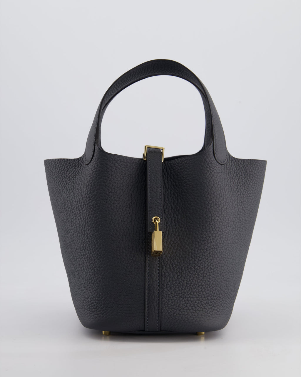 *HOT* Hermès Picotin Lock 18 Bag in Gris Misty Clemence Leather with Permabrass Hardware