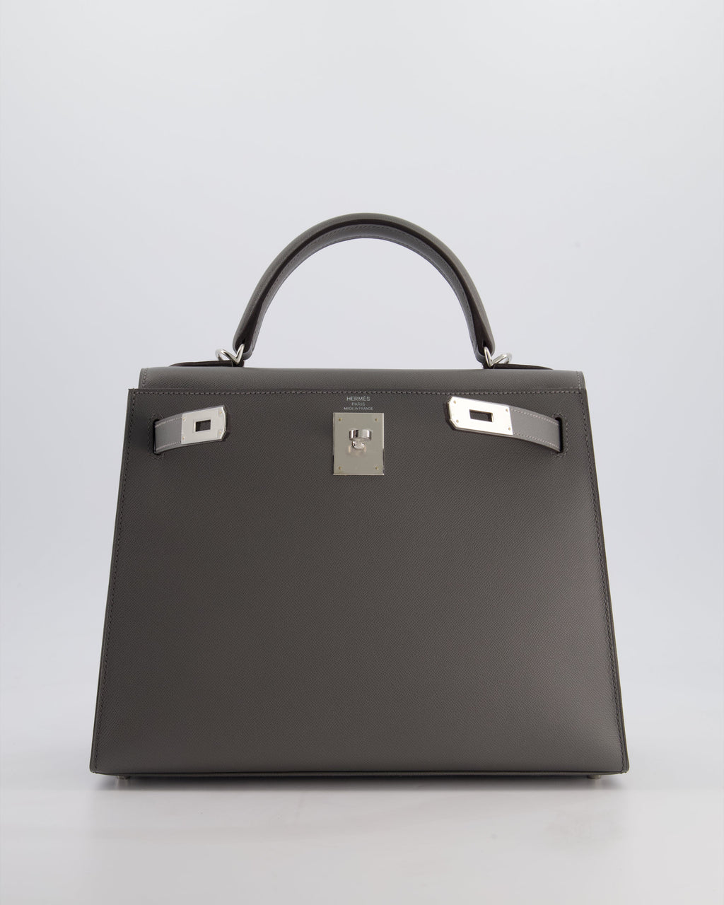 *RARE* Hermès Kelly 28 Sellier Bag in Gris Meyer Madame Leather with Palladium Hardware
