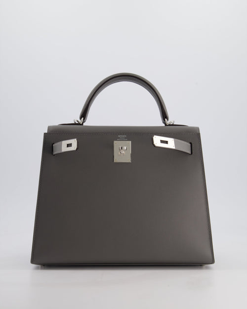 *RARE* Hermès Kelly 28 Sellier Bag in Gris Meyer Madame Leather with Palladium Hardware