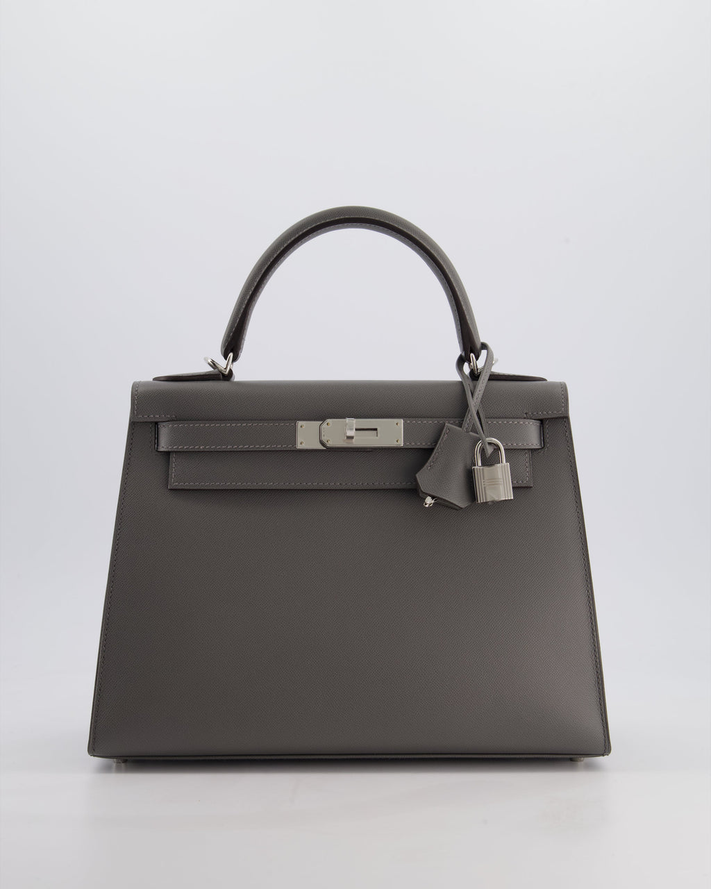 *RARE* Hermès Kelly 28 Sellier Bag in Gris Meyer Madame Leather with Palladium Hardware