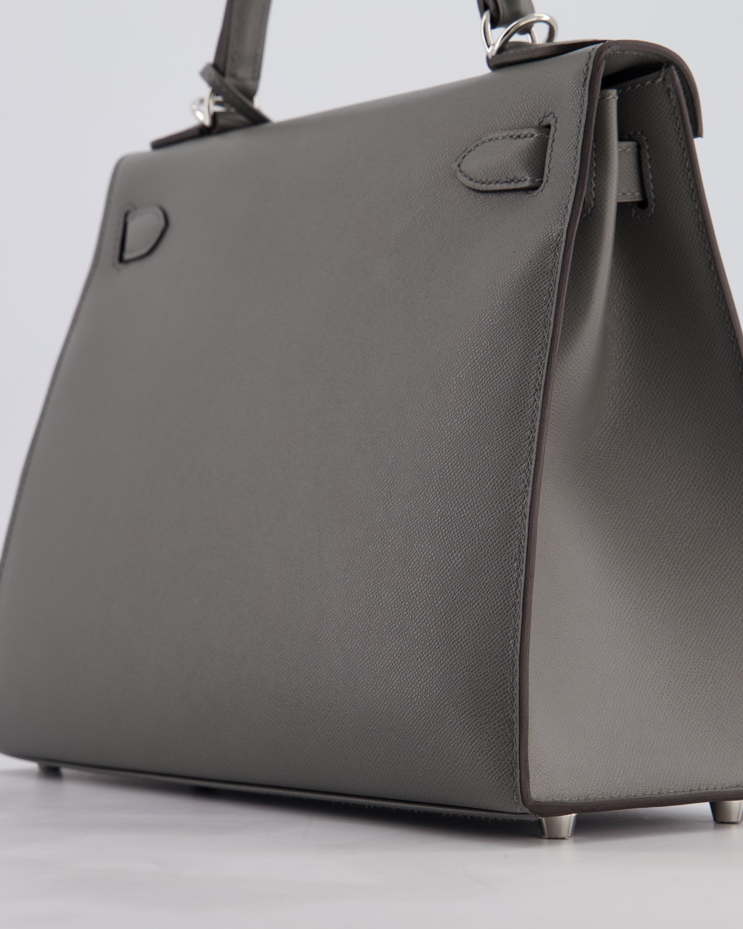 *RARE* Hermès Kelly 28 Sellier Bag in Gris Meyer Madame Leather with Palladium Hardware