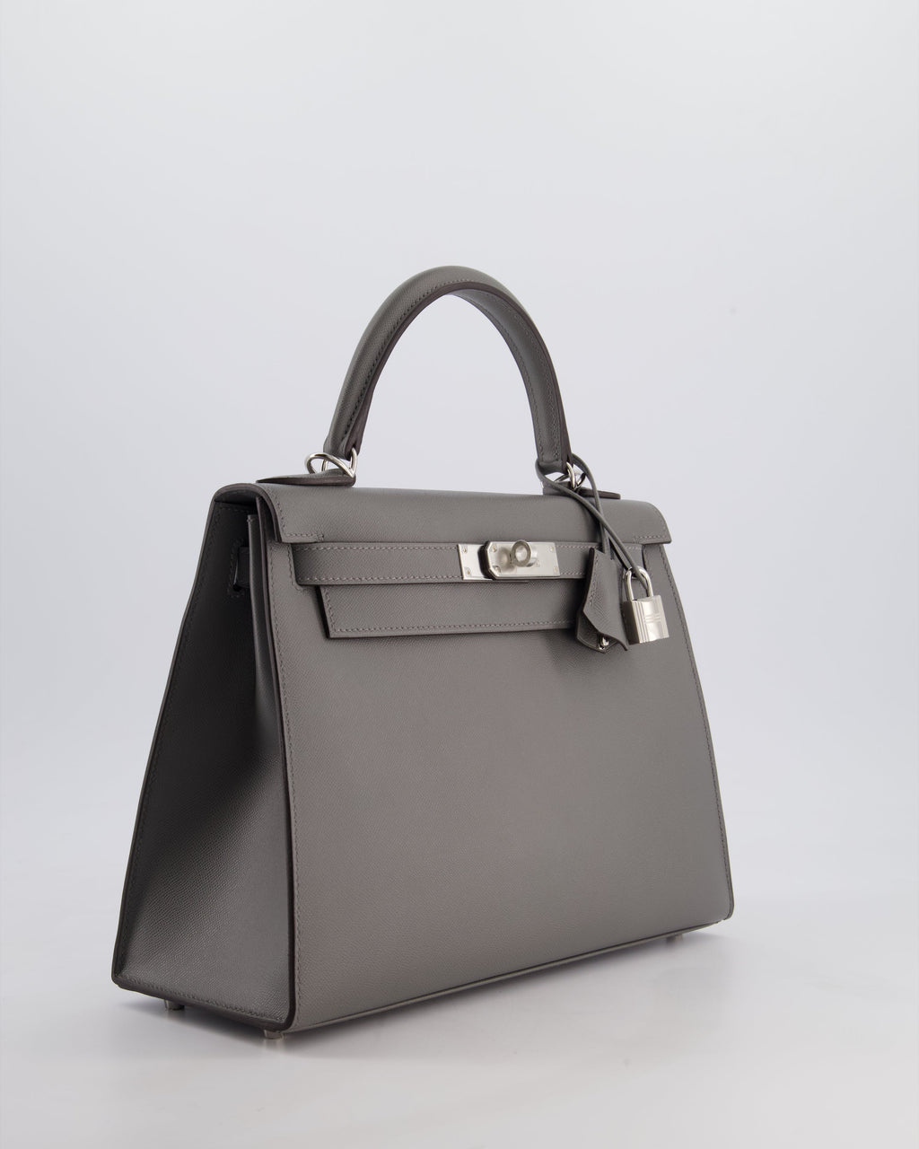 *RARE* Hermès Kelly 28 Sellier Bag in Gris Meyer Madame Leather with Palladium Hardware