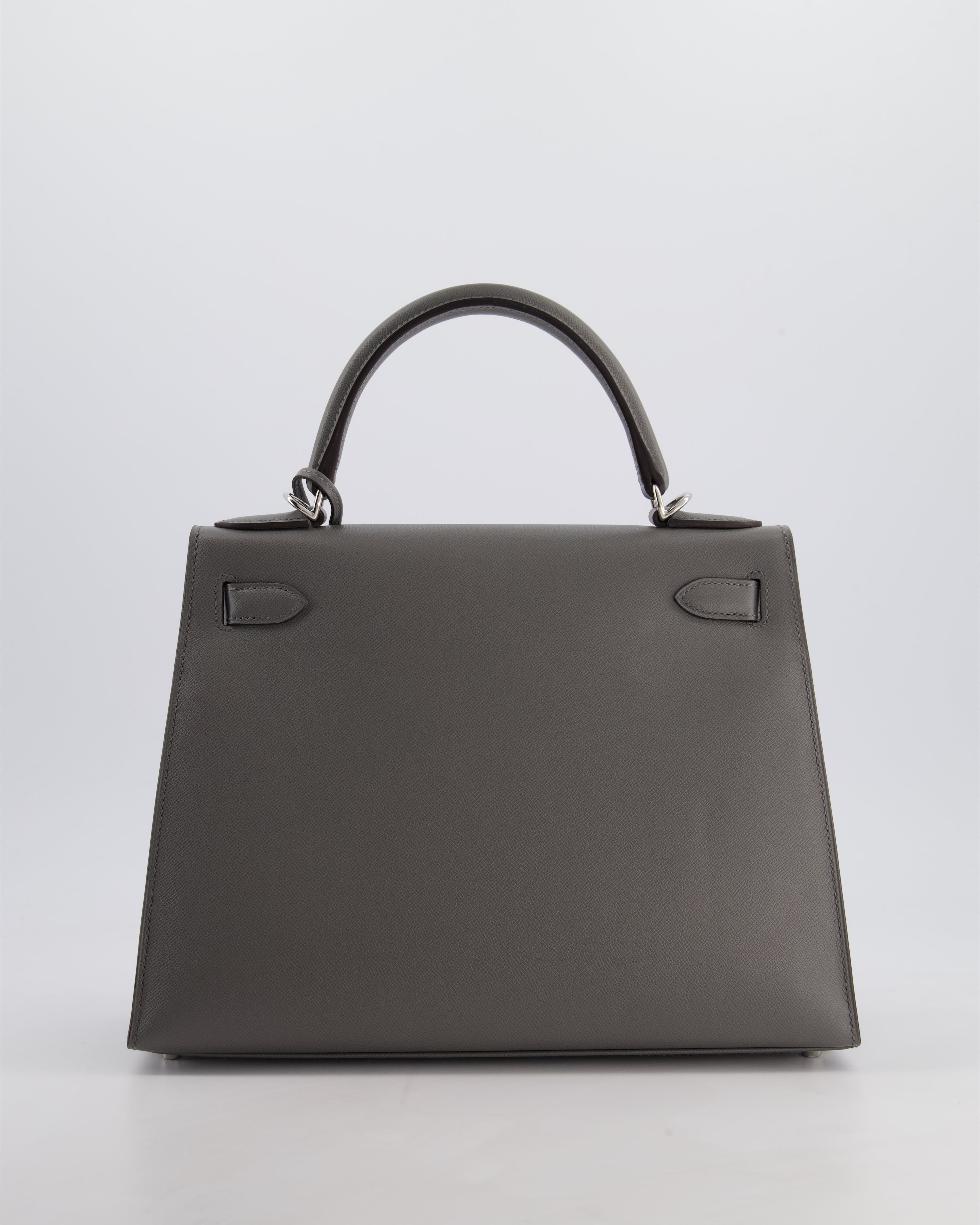 *RARE* Hermès Kelly 28 Sellier Bag in Gris Meyer Madame Leather with Palladium Hardware