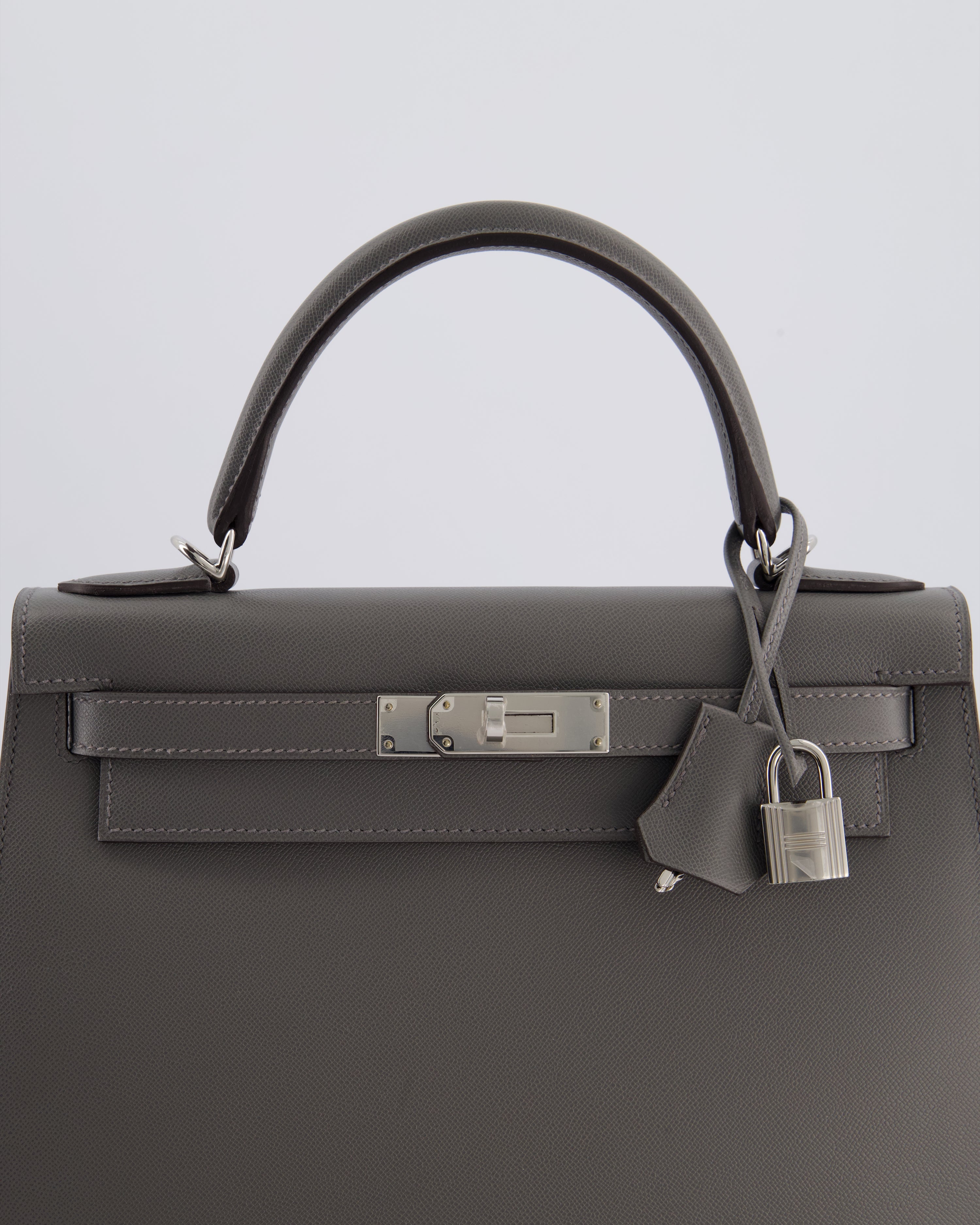 *RARE* Hermès Kelly 28 Sellier Bag in Gris Meyer Madame Leather with Palladium Hardware
