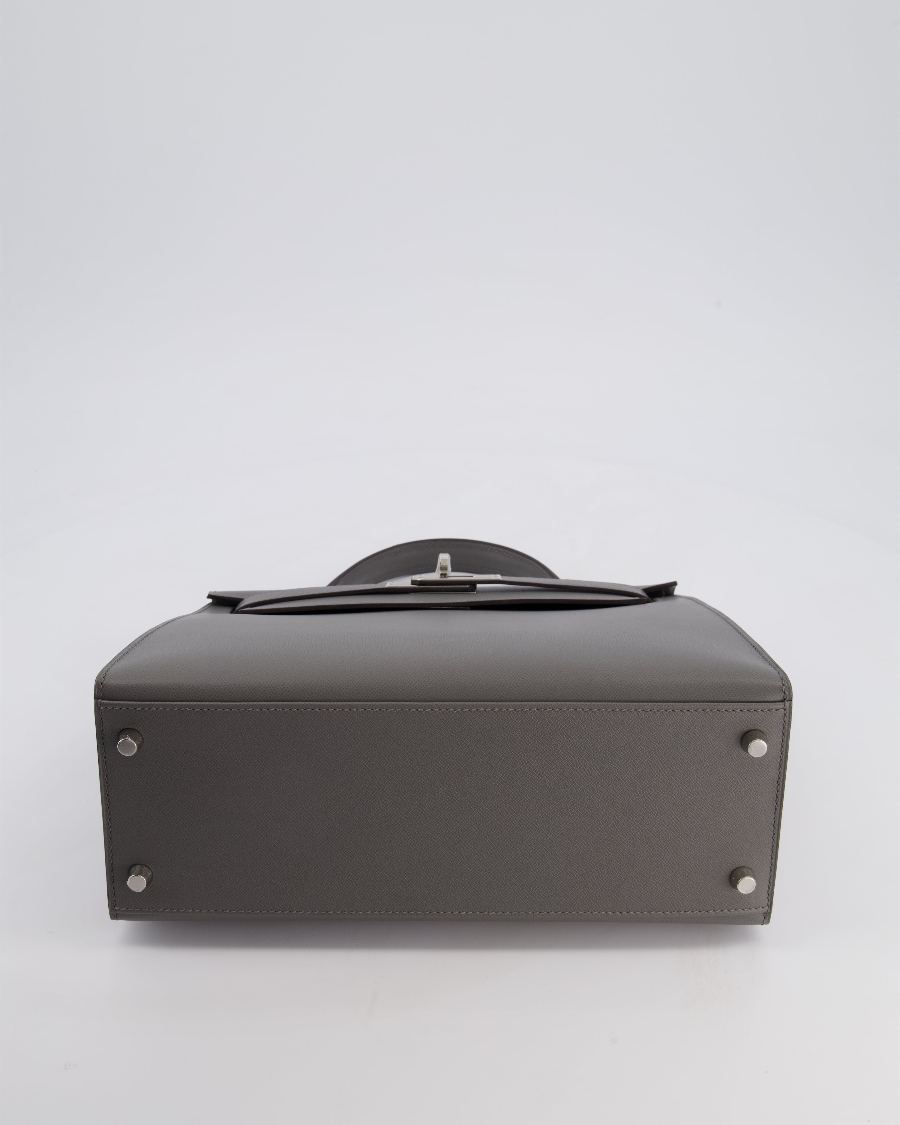 *RARE* Hermès Kelly 28 Sellier Bag in Gris Meyer Madame Leather with Palladium Hardware