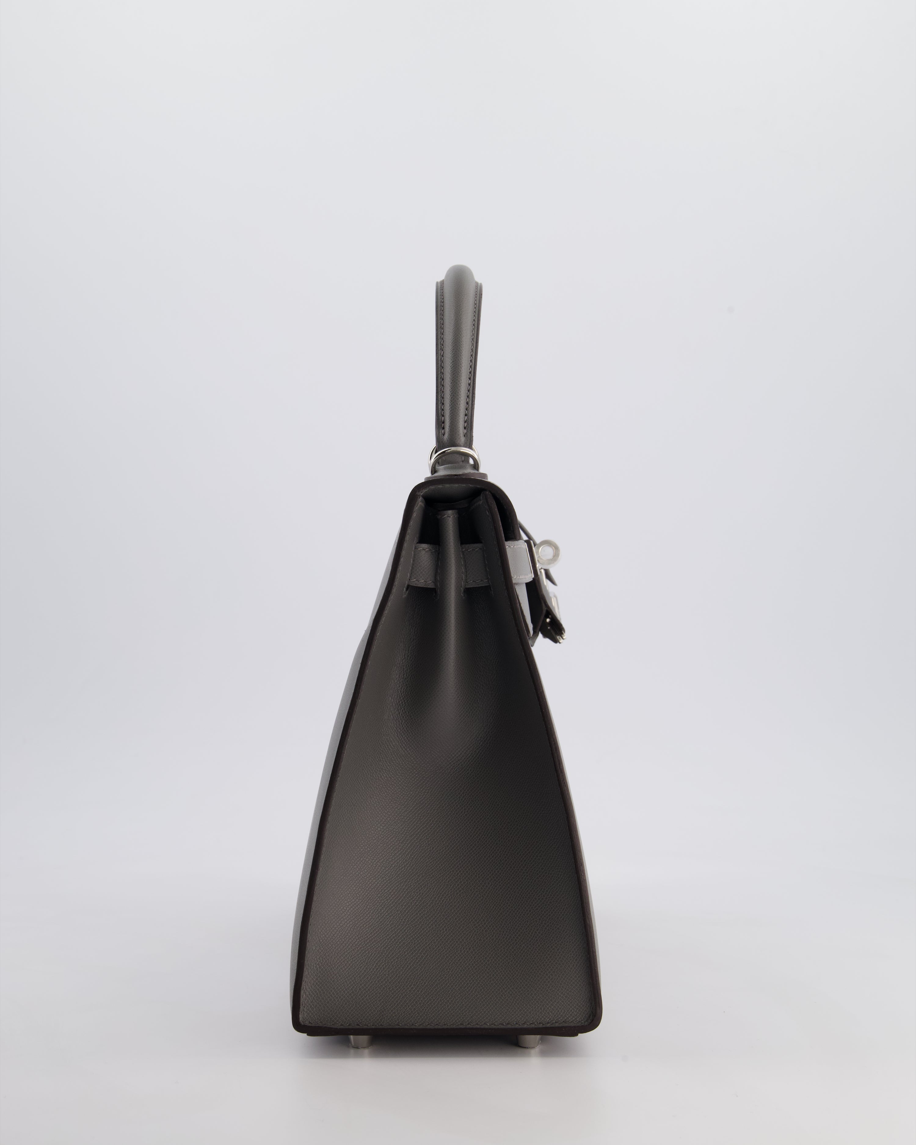 *RARE* Hermès Kelly 28 Sellier Bag in Gris Meyer Madame Leather with Palladium Hardware