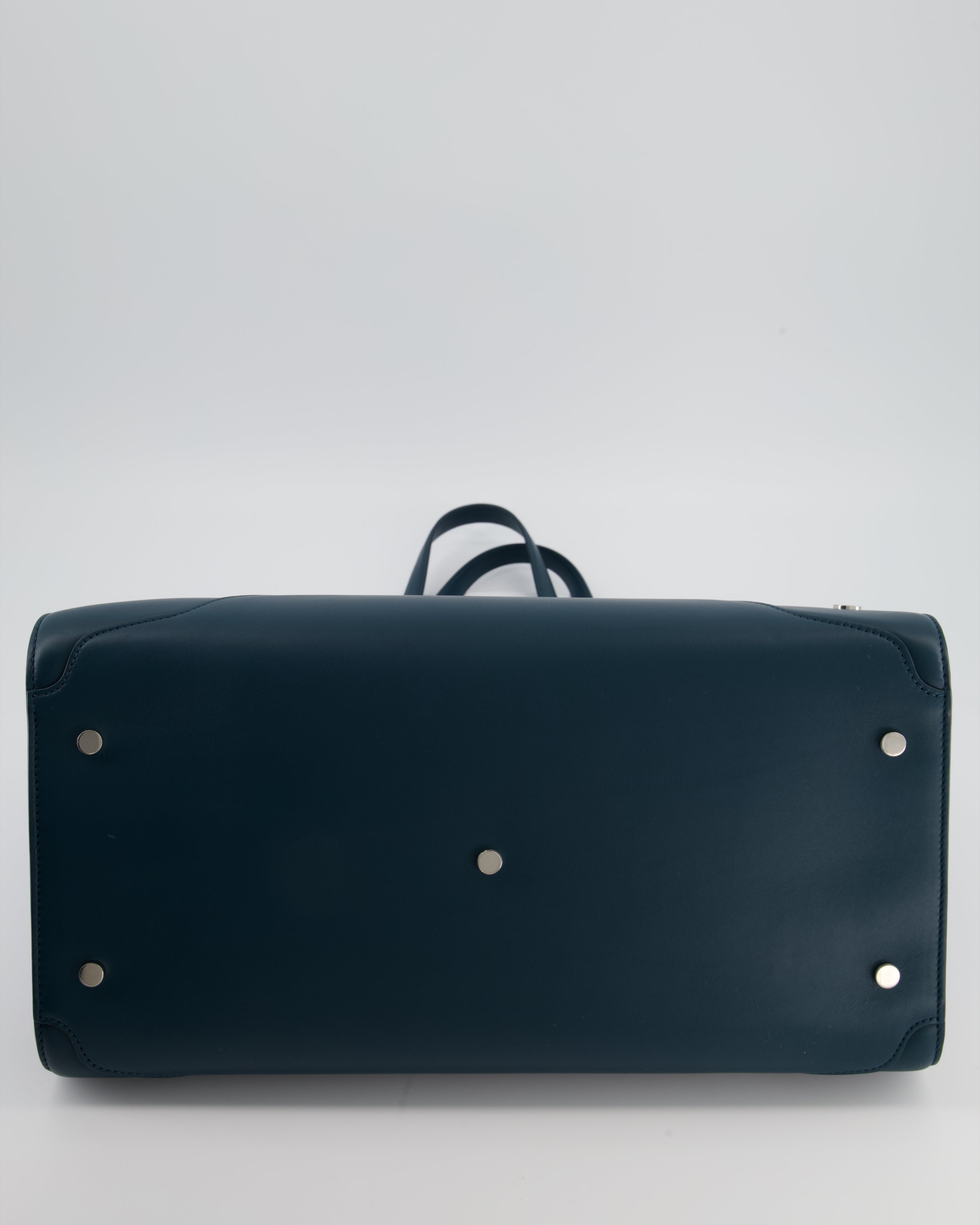Loro Piana Dark Teal Large Sesia Leather Tote Bag