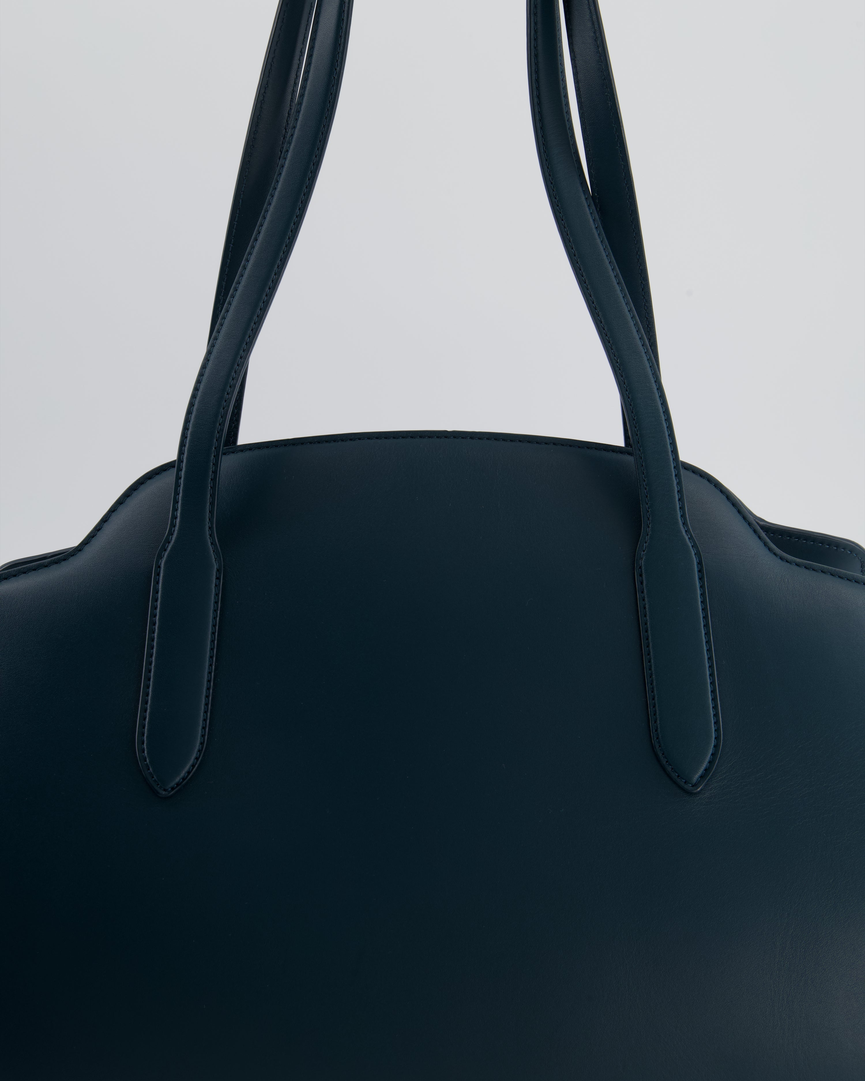 Loro Piana Dark Teal Large Sesia Leather Tote Bag