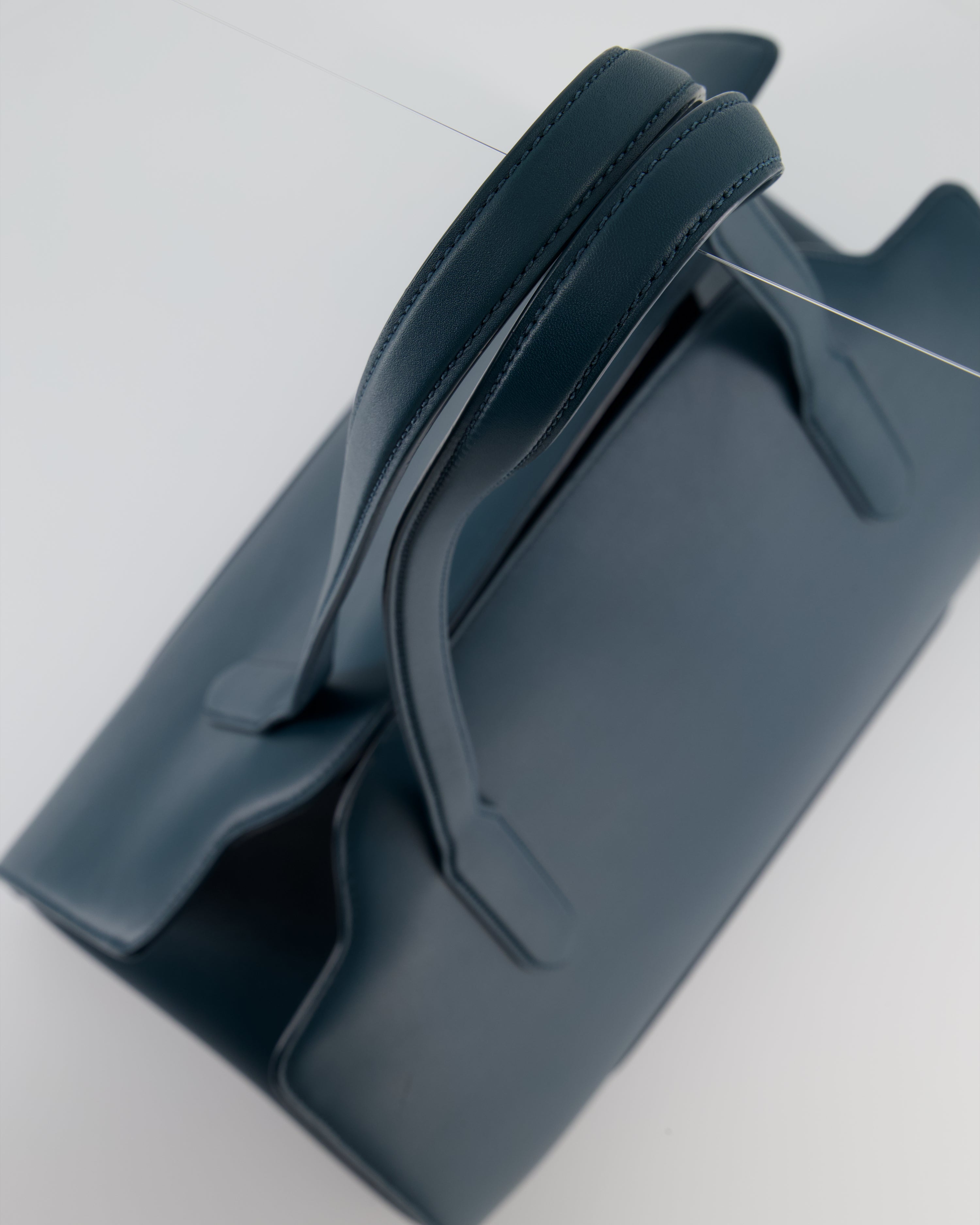 Loro Piana Dark Teal Large Sesia Leather Tote Bag