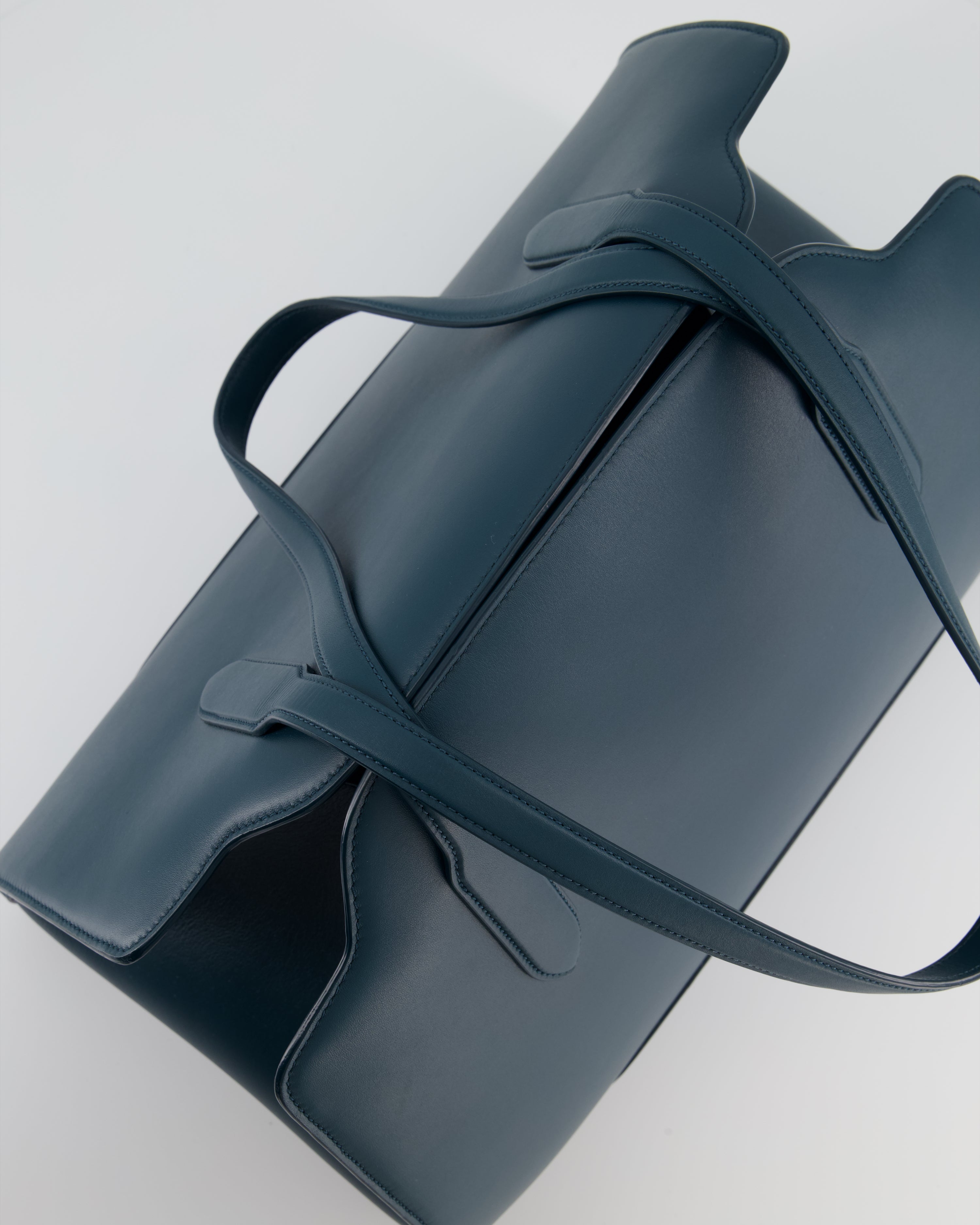 Loro Piana Dark Teal Large Sesia Leather Tote Bag