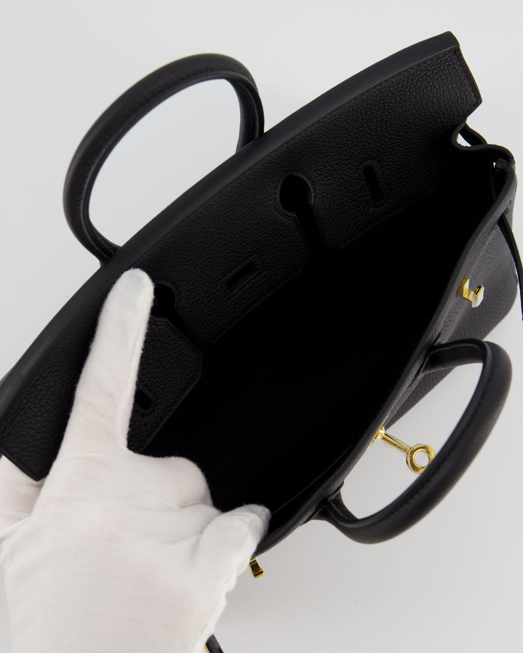 Hermès Birkin 25 Retourne Bag in Noir Togo Leather with Gold Hardware