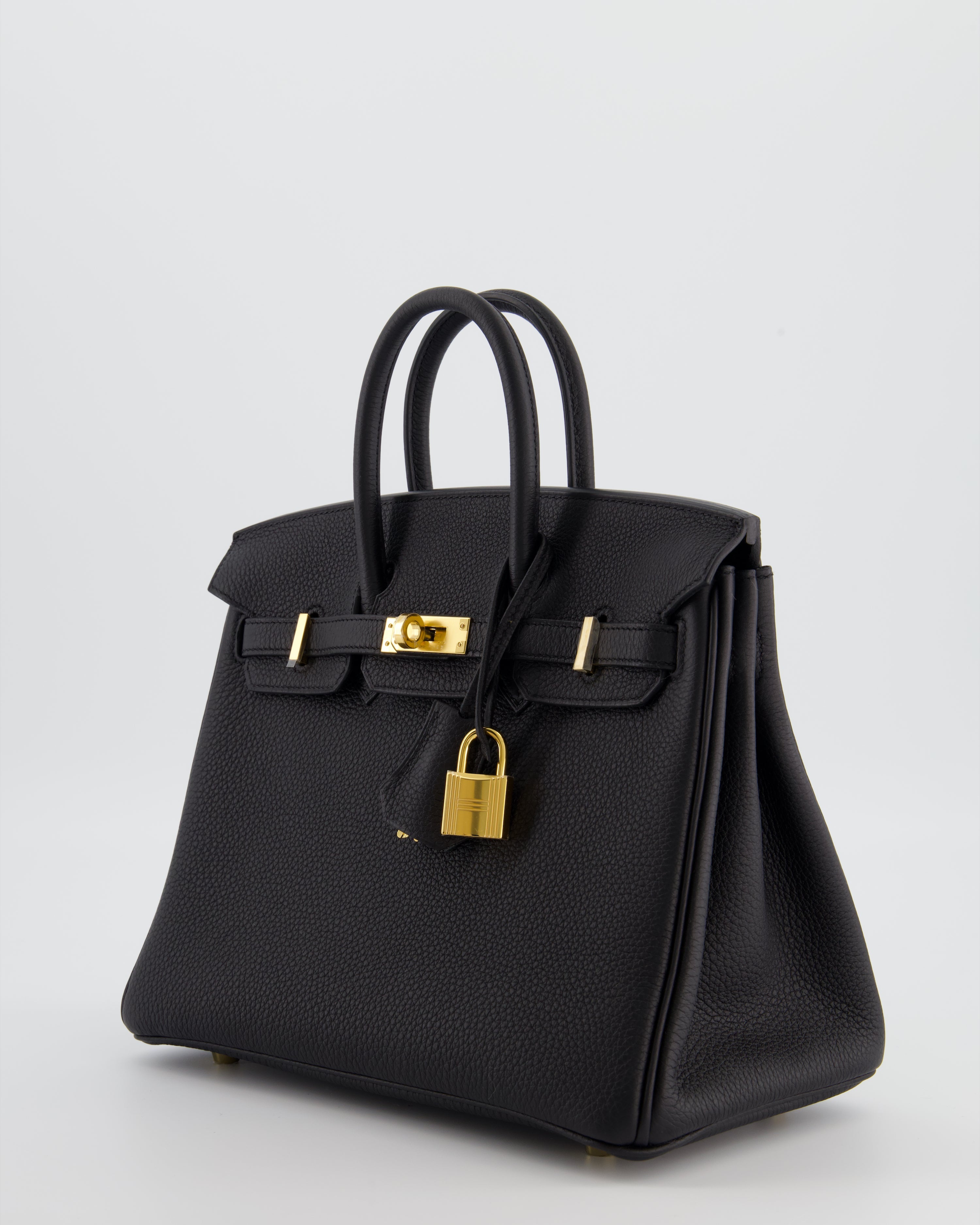 Hermès Birkin 25 Retourne Bag in Noir Togo Leather with Gold Hardware