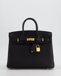 Hermès Birkin 25 Retourne Bag in Noir Togo Leather with Gold Hardware