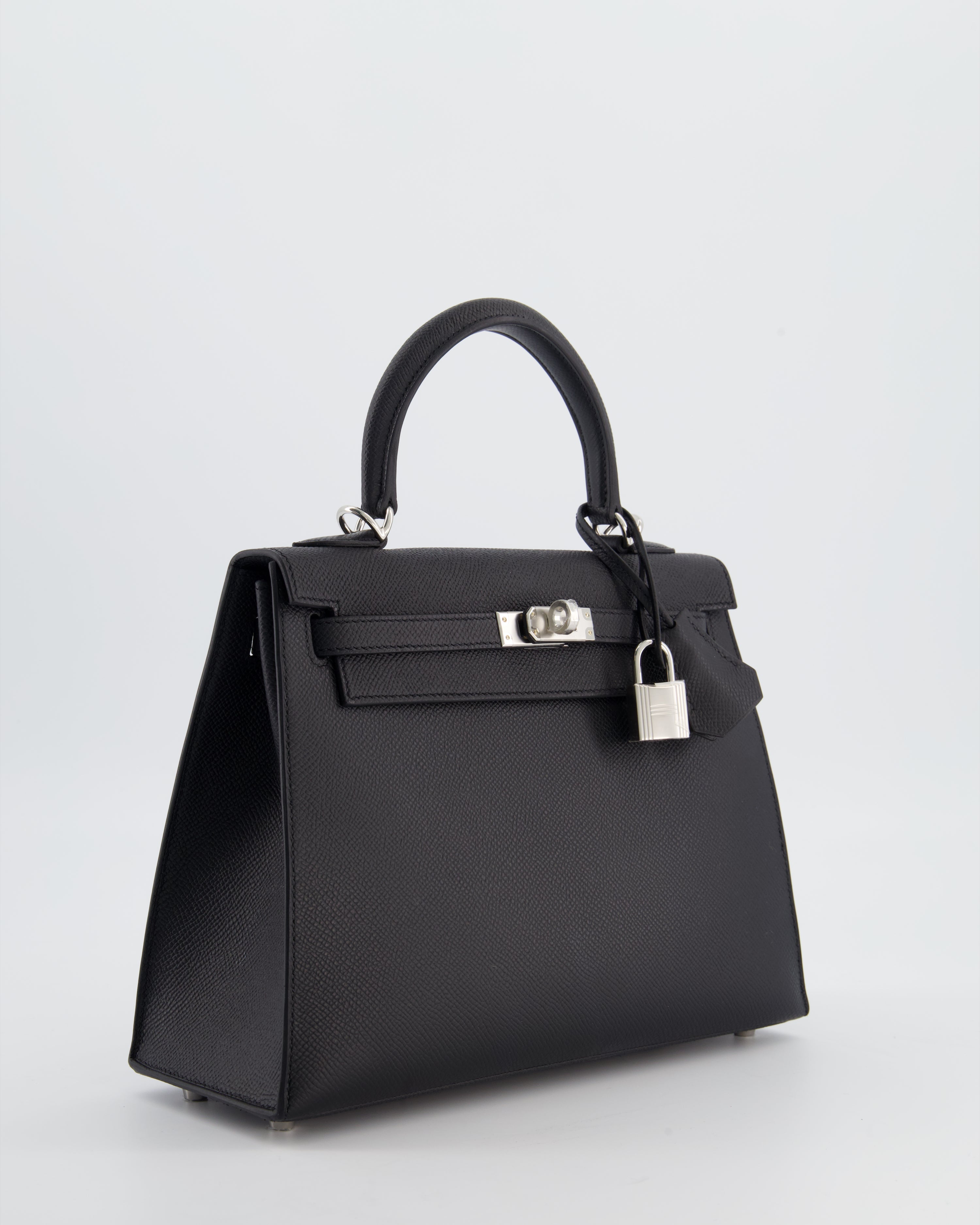 *RARE* Hermès Kelly 25 Sellier Bag in Noir Epsom Leather with Palladium Hardware