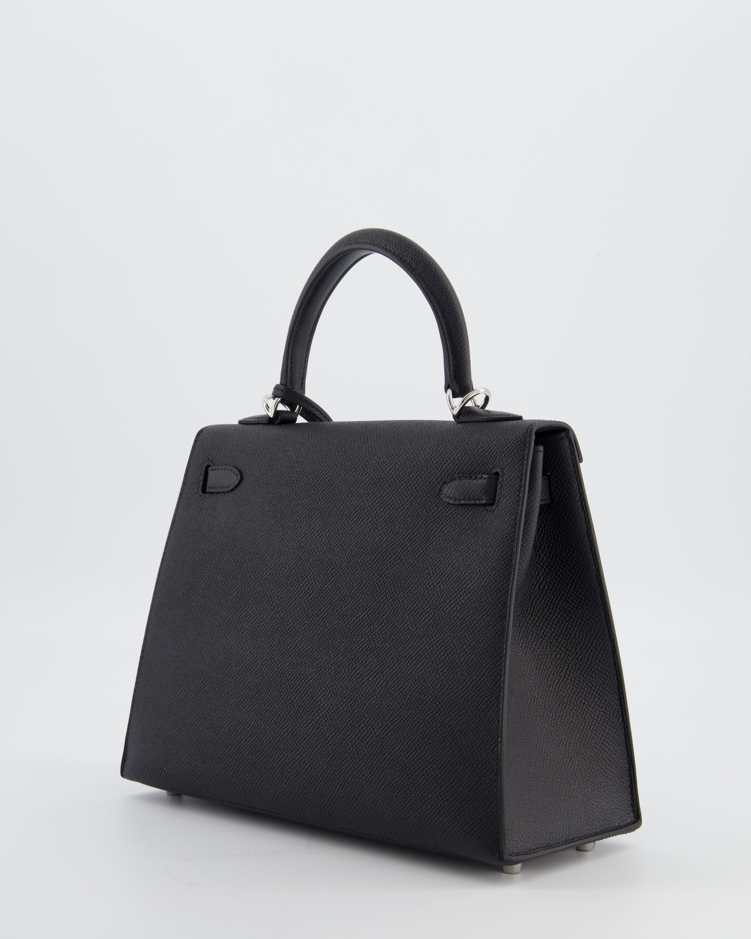 *SUPER RARE* Hermès Kelly 25 Sellier Bag in Noir Epsom Leather with Palladium Hardware