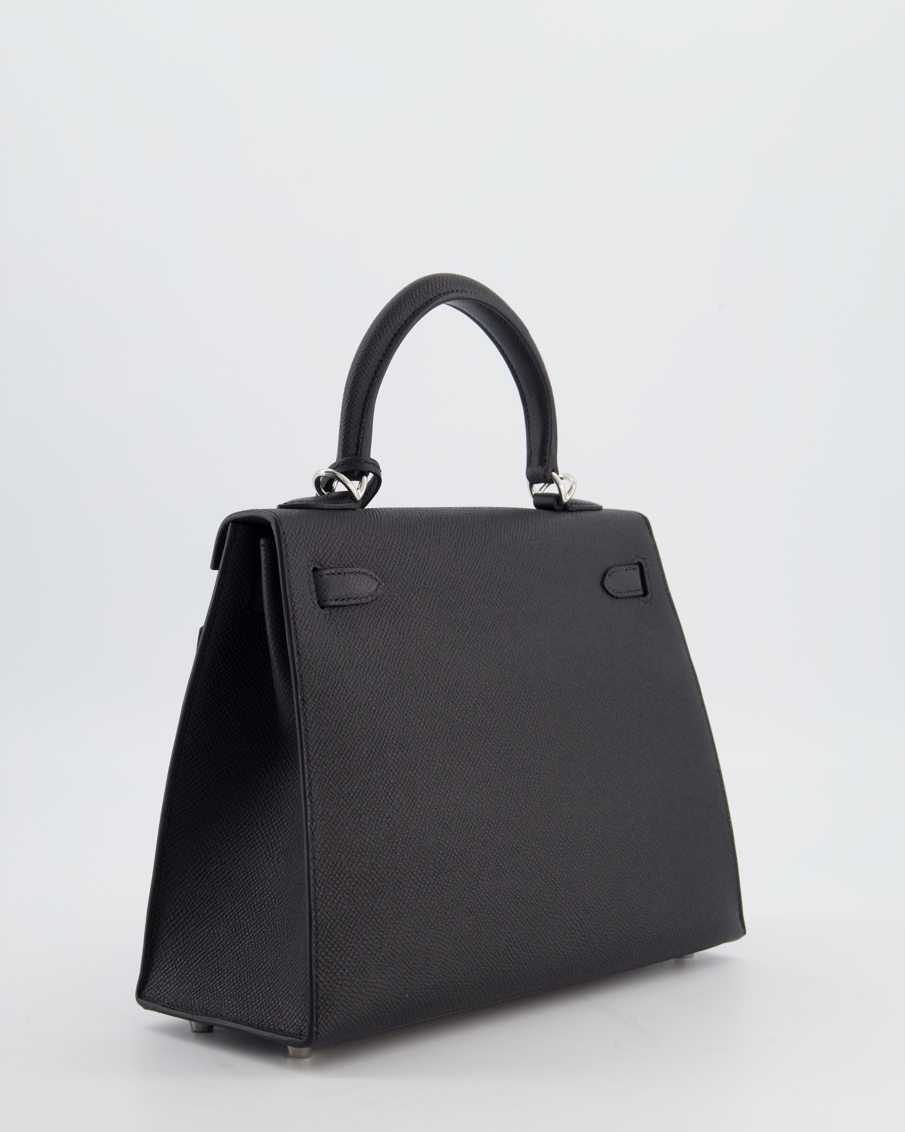 *RARE* Hermès Kelly 25 Sellier Bag in Noir Epsom Leather with Palladium Hardware