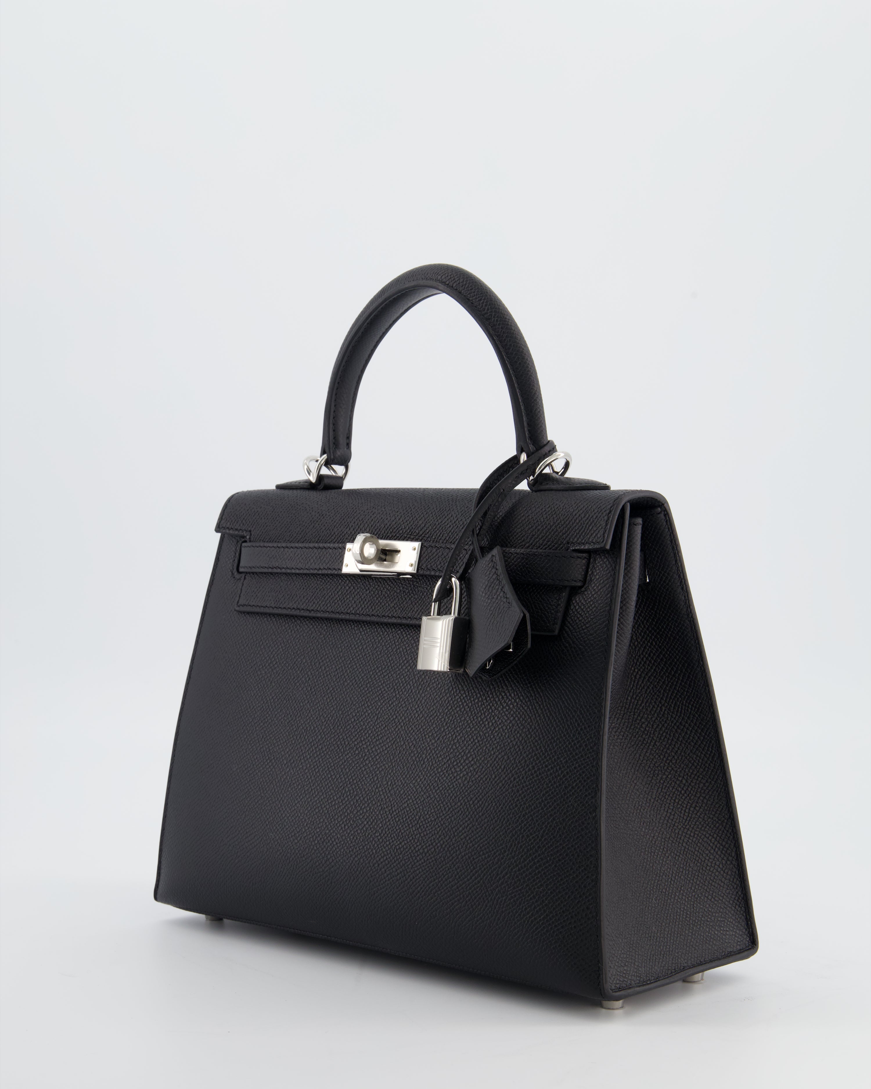 *RARE* Hermès Kelly 25 Sellier Bag in Noir Epsom Leather with Palladium Hardware