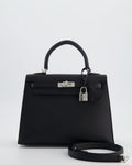 *RARE* Hermès Kelly 25 Sellier Bag in Noir Epsom Leather with Palladium Hardware