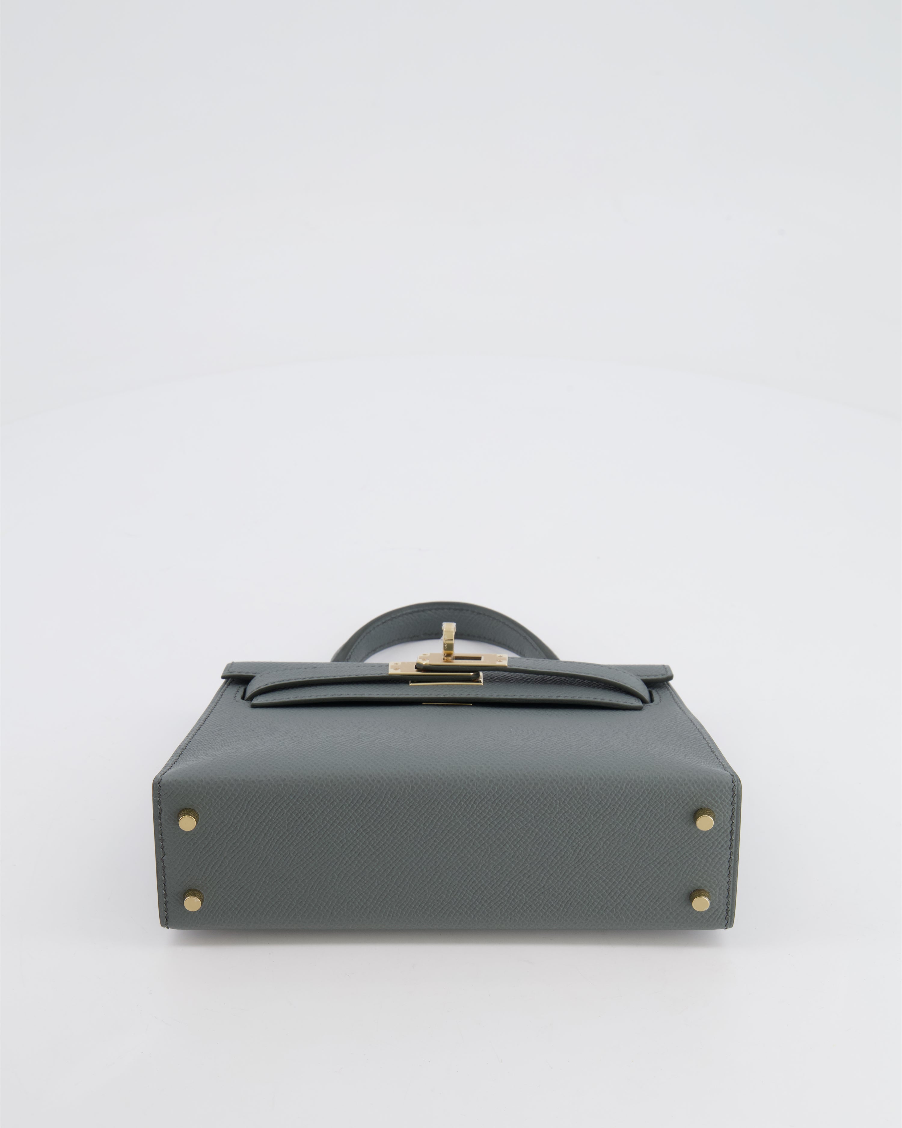 *RARE* Hermès Mini Kelly II 20 Bag in Vert Amande Epsom Leather with Permabrass Hardware