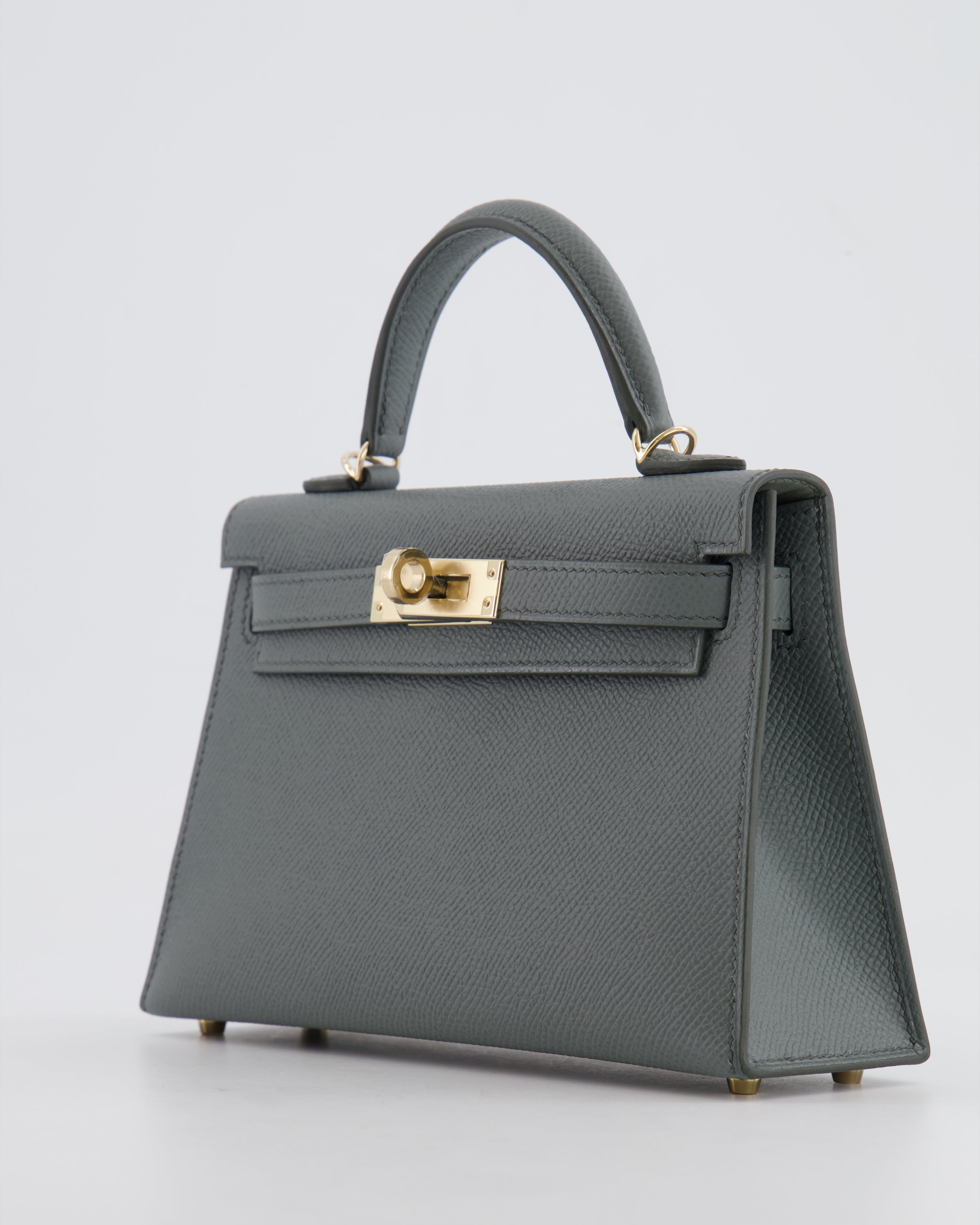 *RARE* Hermès Mini Kelly II 20 Bag in Vert Amande Epsom Leather with Permabrass Hardware