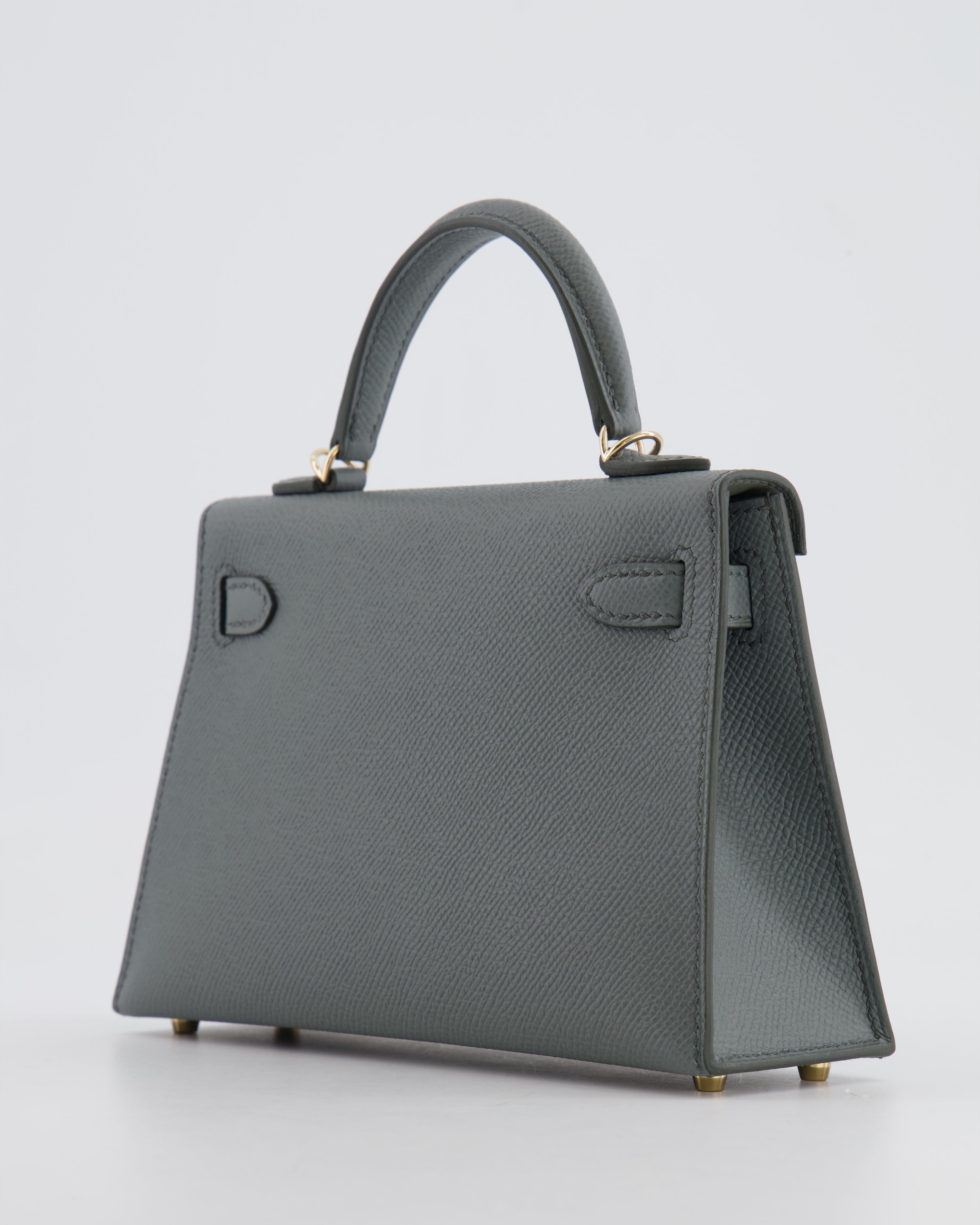 *RARE* Hermès Mini Kelly II 20 Bag in Vert Amande Epsom Leather with Permabrass Hardware