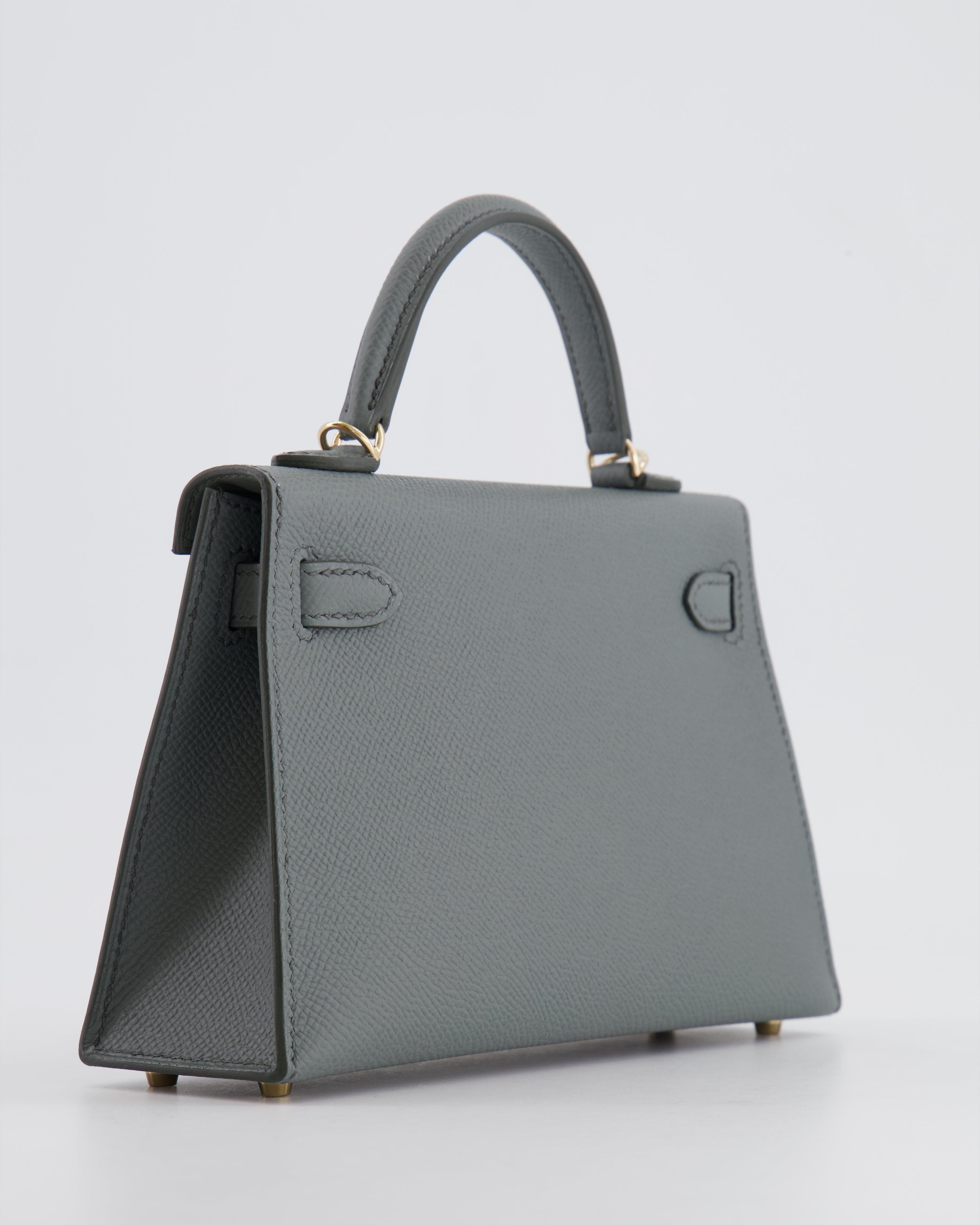 *RARE* Hermès Mini Kelly II 20 Bag in Vert Amande Epsom Leather with Permabrass Hardware