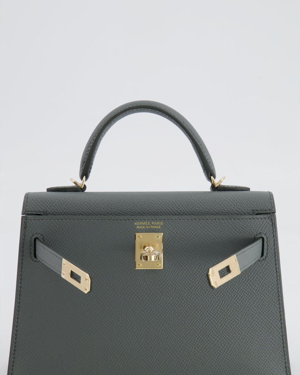 *RARE* Hermès Mini Kelly II 20 Bag in Vert Amande Epsom Leather with Permabrass Hardware