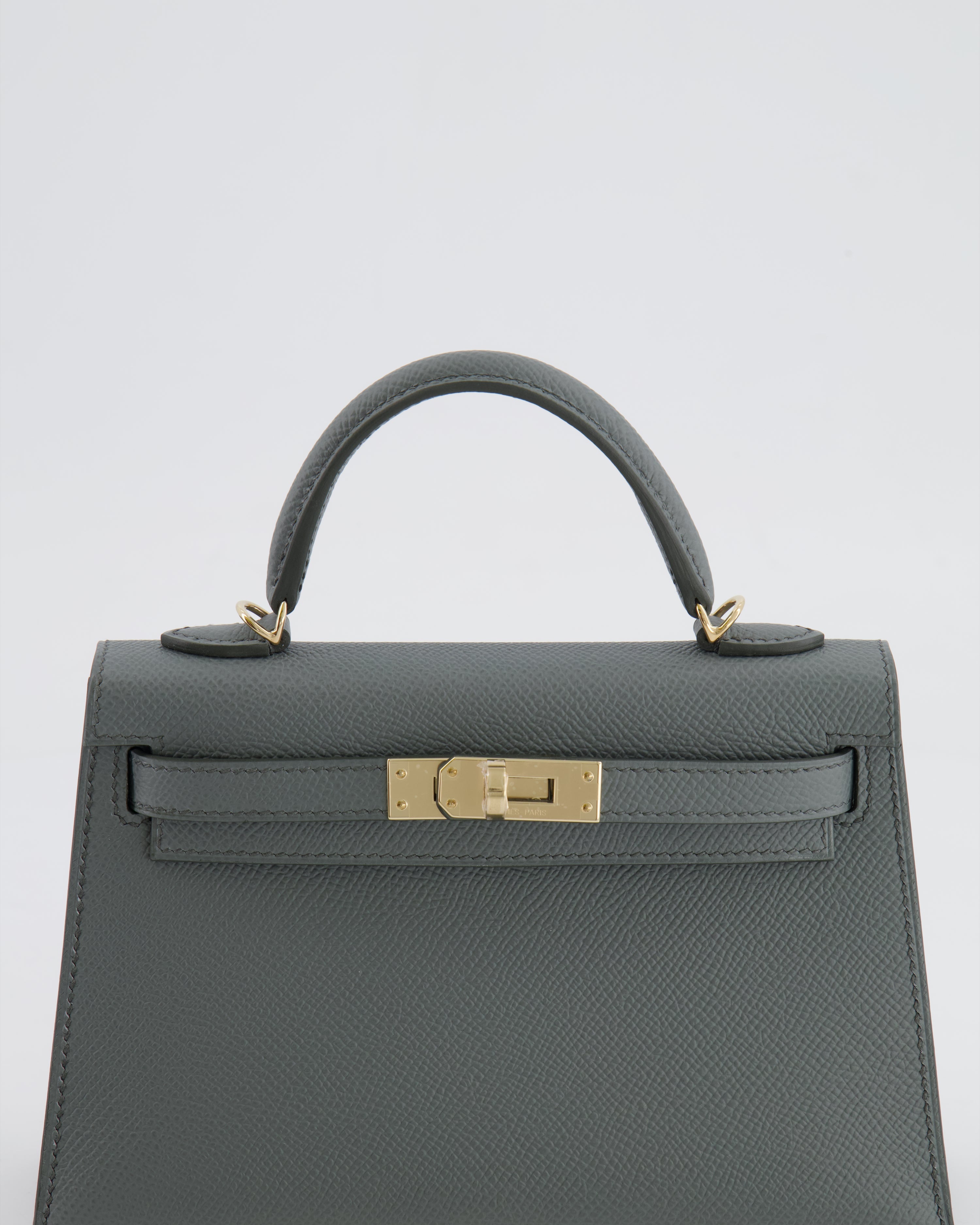 *RARE* Hermès Mini Kelly II 20 Bag in Vert Amande Epsom Leather with Permabrass Hardware