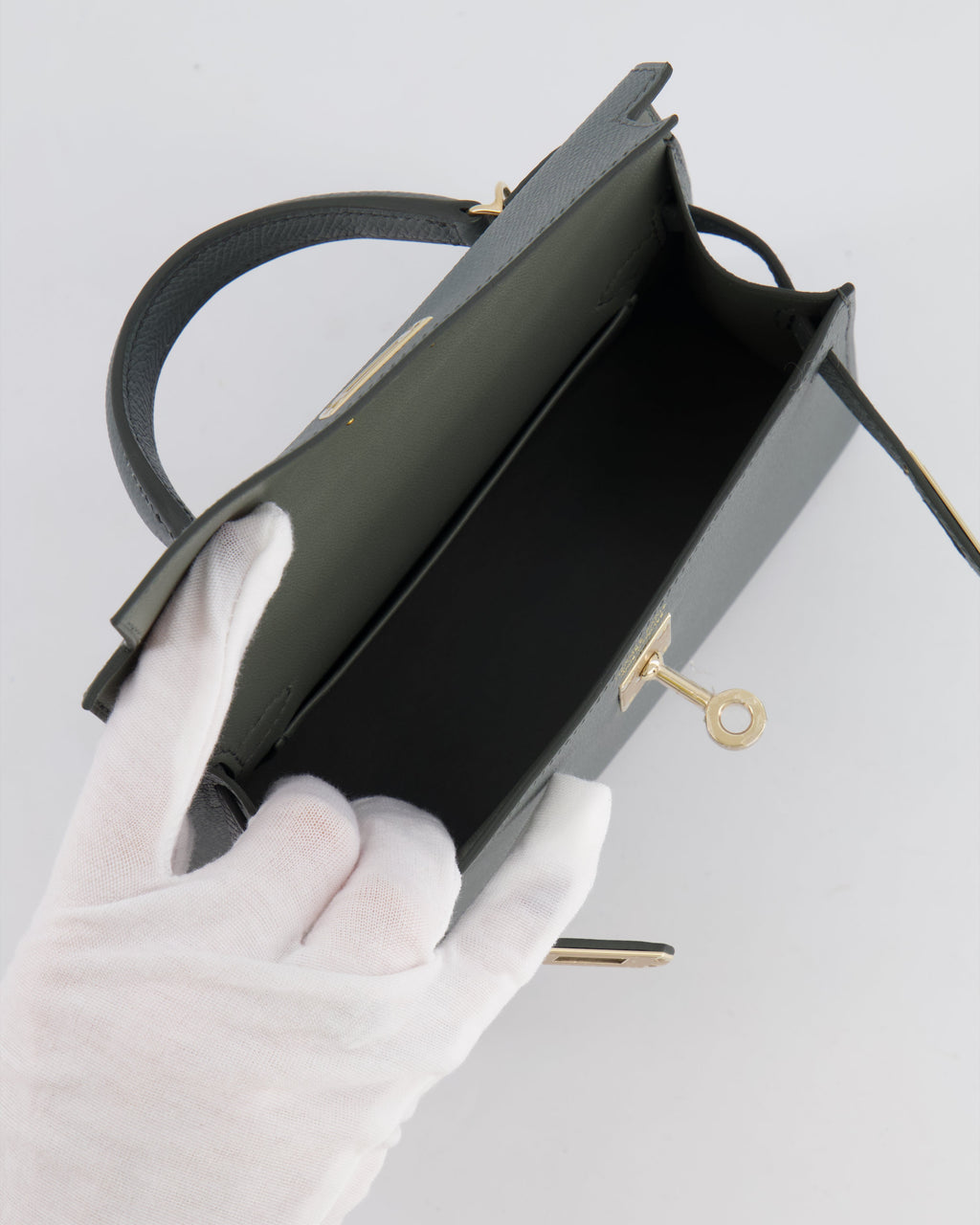 *RARE* Hermès Mini Kelly II 20 Bag in Vert Amande Epsom Leather with Permabrass Hardware
