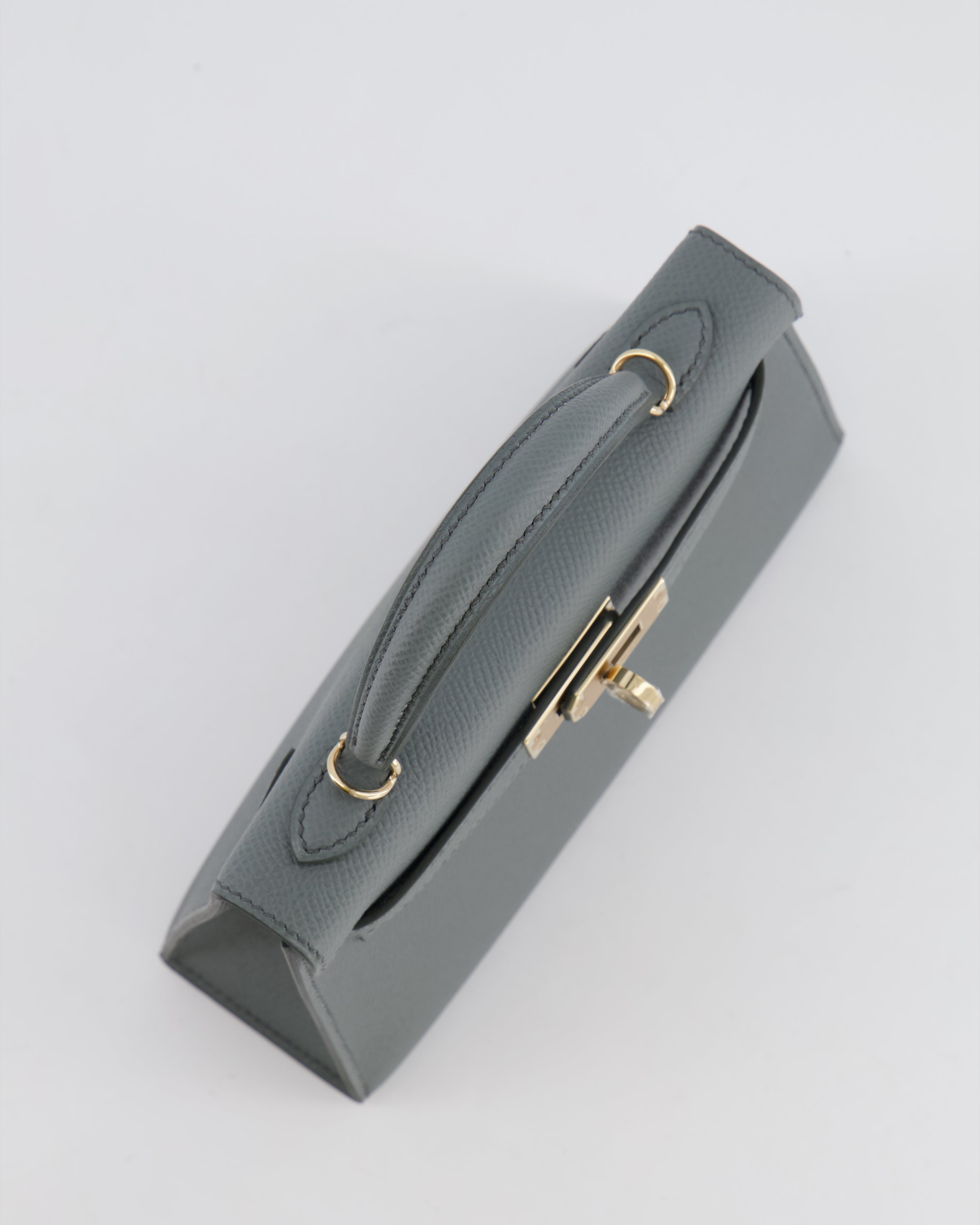 *RARE* Hermès Mini Kelly II 20 Bag in Vert Amande Epsom Leather with Permabrass Hardware